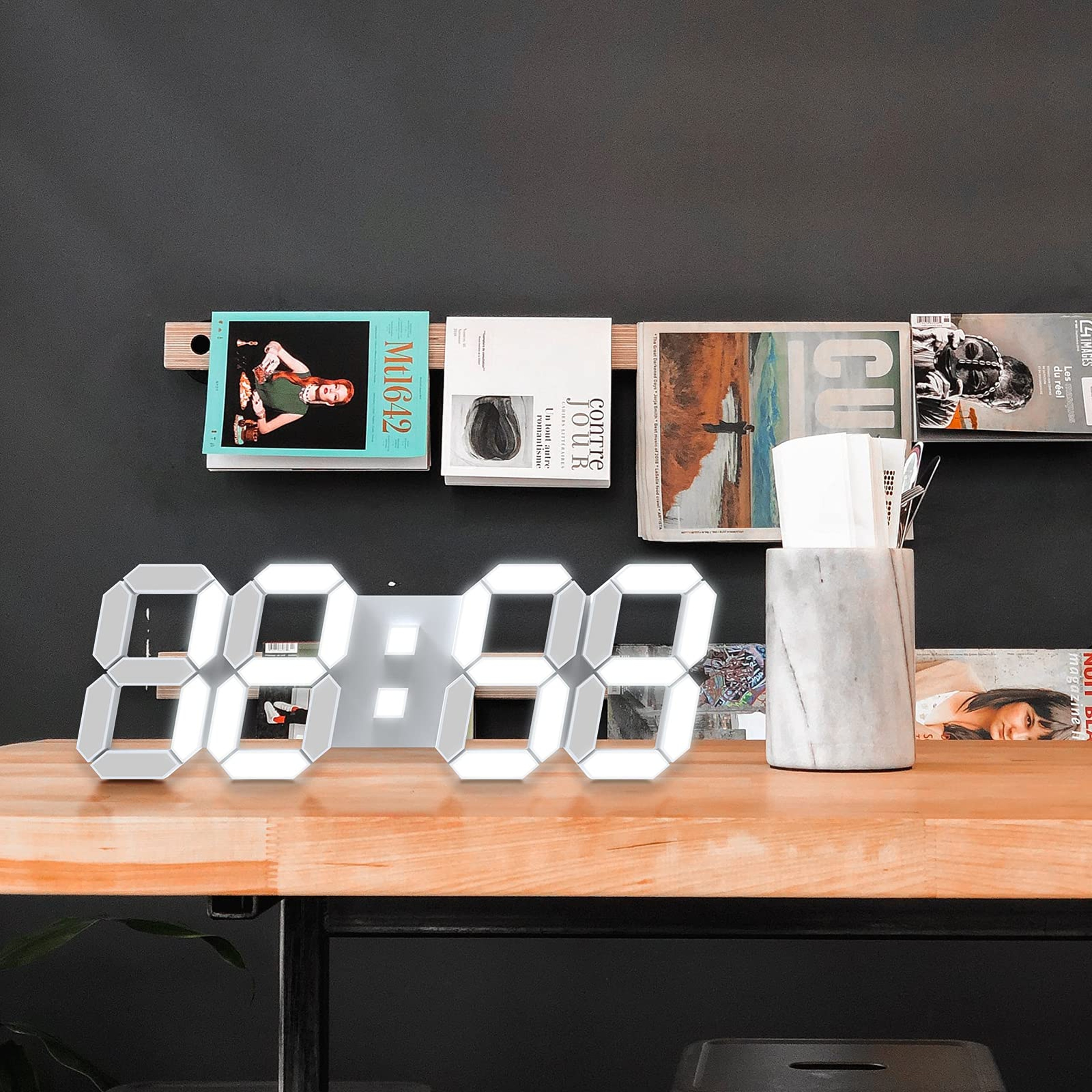 LED Digital Wall Clock Colorful Modern Time Display For Home Office Kitchen 12 24 Hour Display 7