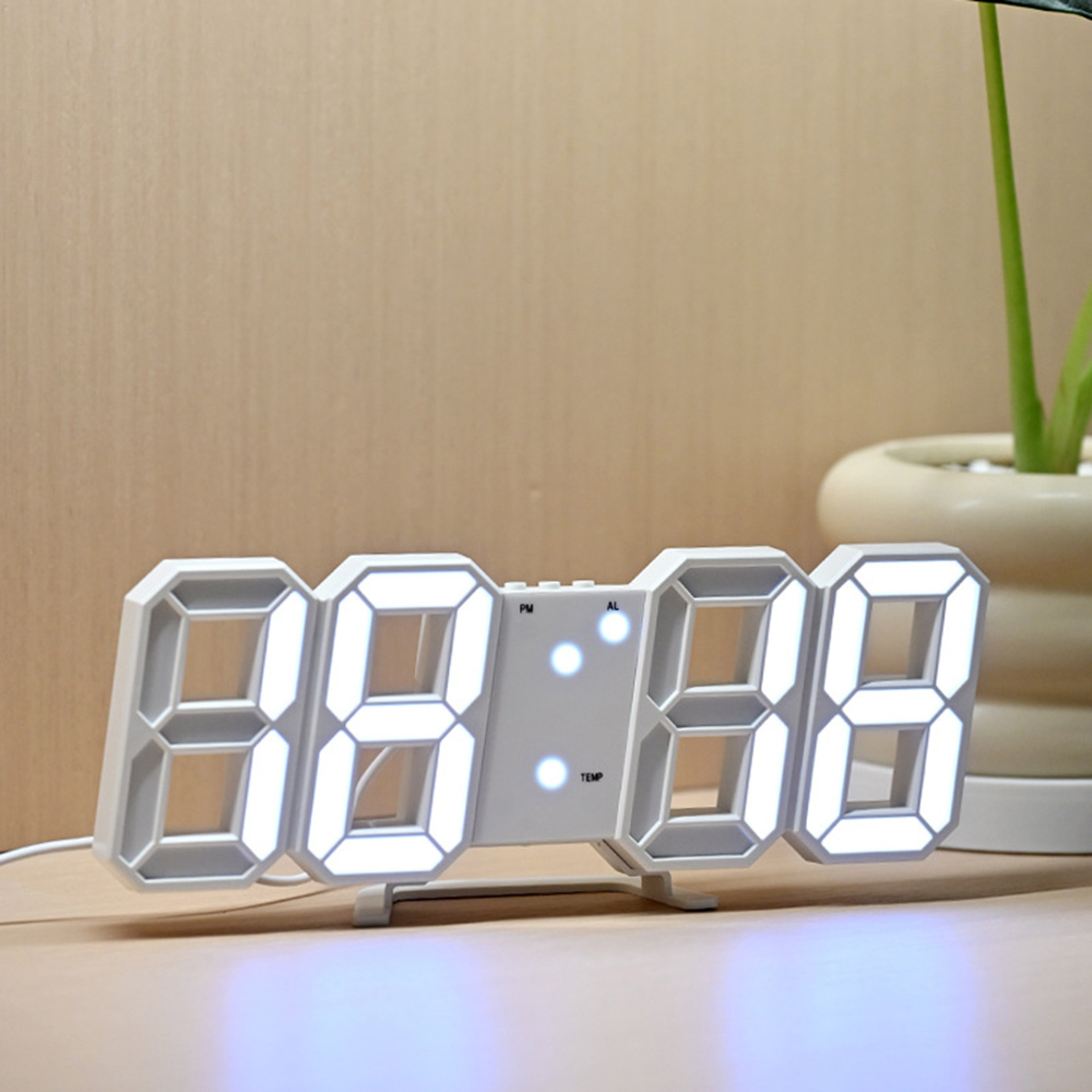 LED Digital Wall Clock Colorful Modern Time Display For Home Office Kitchen 12 24 Hour Display 8