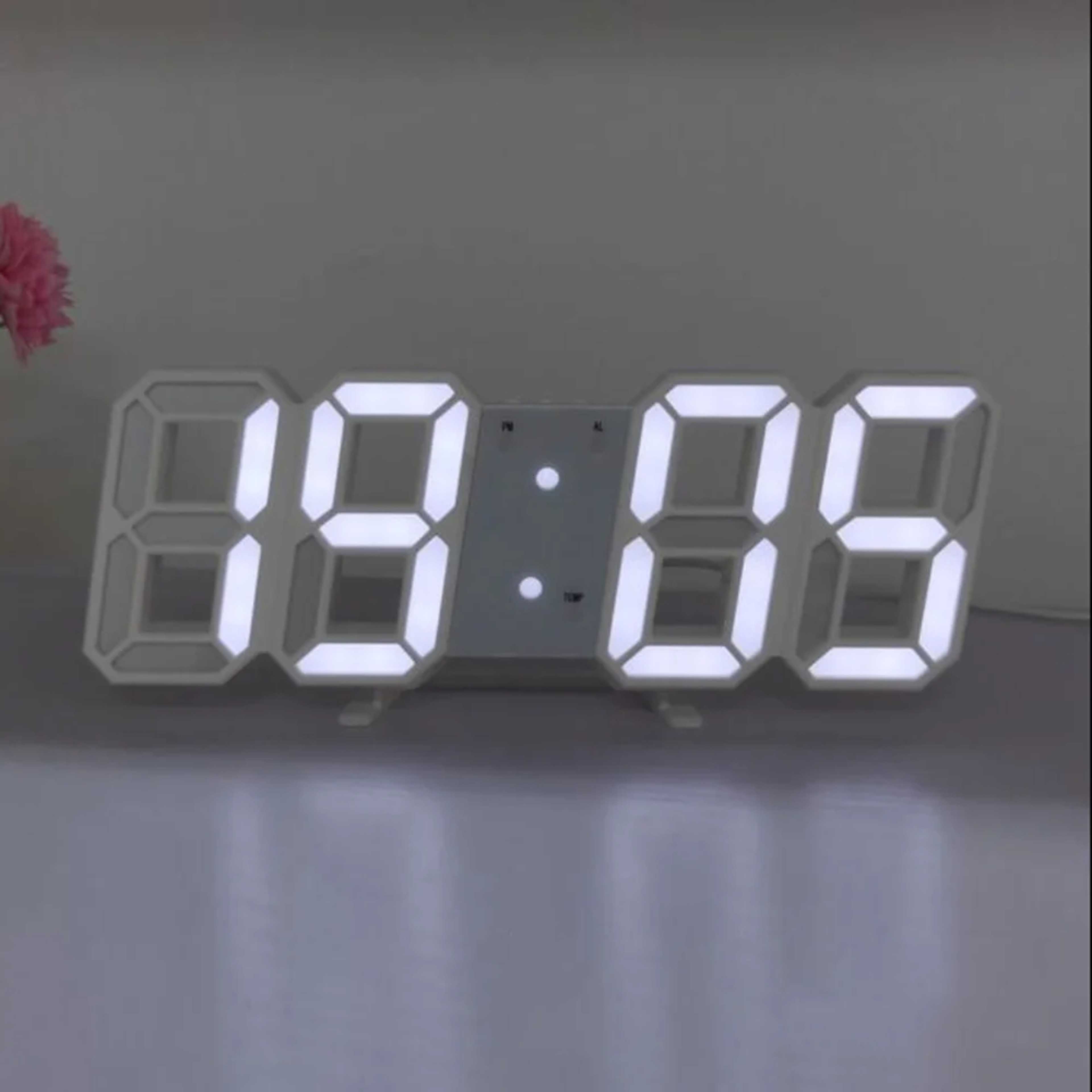 Modern Digital Wall Clock LED Alarm Clock USB Powered Clock With Time Date Temperature Display 12