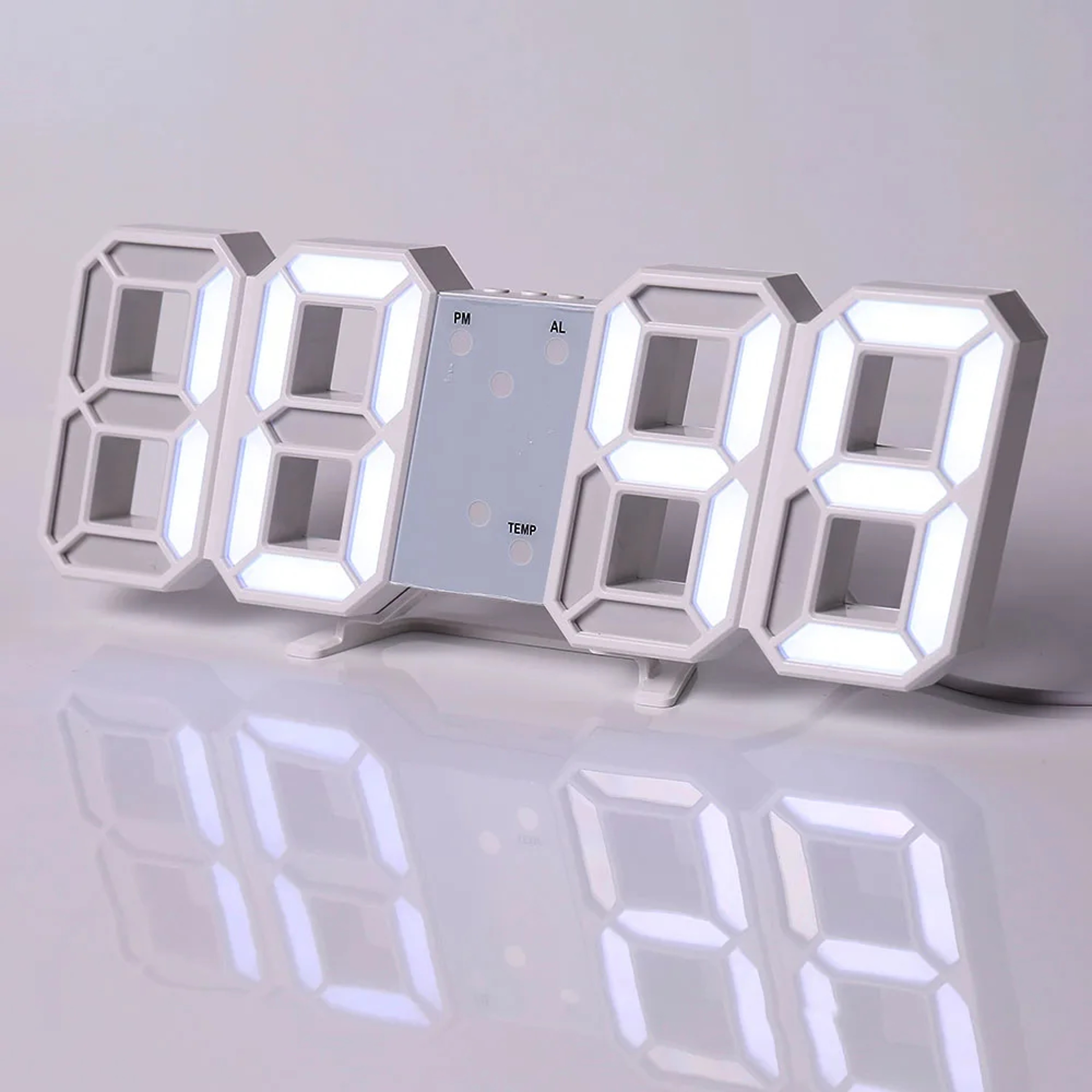 Modern Digital Wall Clock LED Alarm Clock USB Powered Clock With Time Date Temperature Display 1