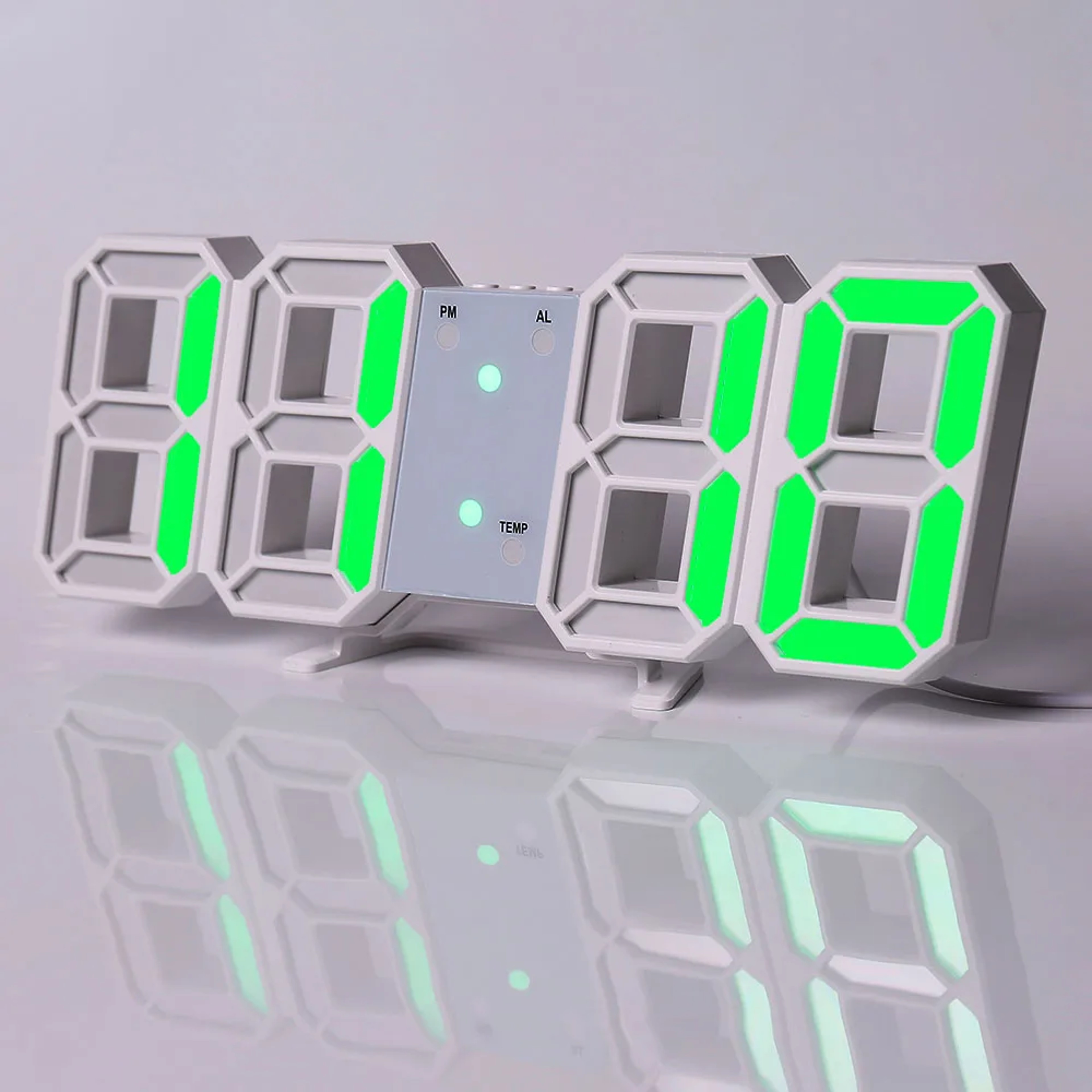 Modern Digital Wall Clock LED Alarm Clock USB Powered Clock With Time Date Temperature Display 4