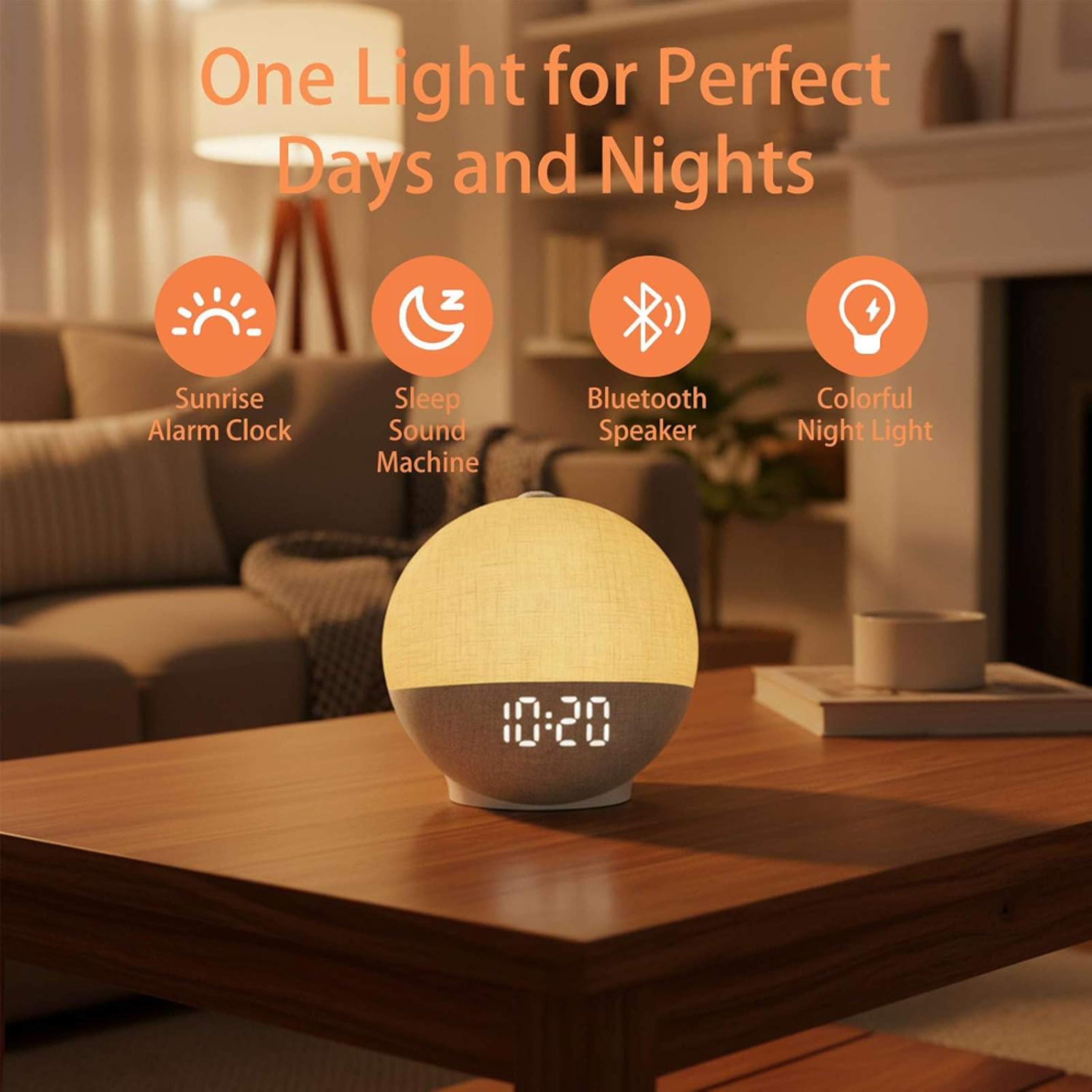 Sunrise Alarm Clock With Wake Up Light White Noise Machine And Bluetooth Speaker 3
