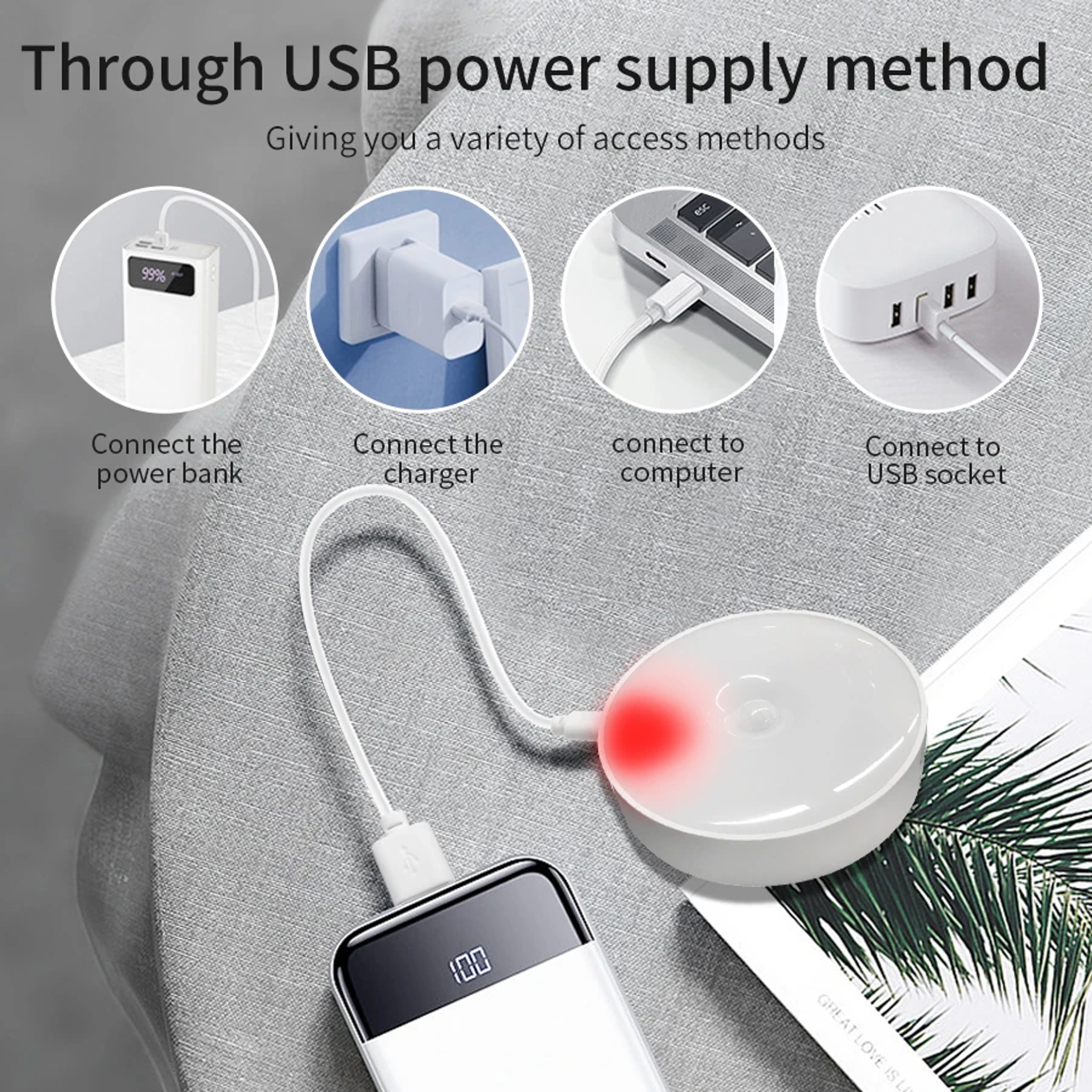 Rechargeable Motion Sensor LED Night Light For Bedroom Kitchen Cabinet And Wall Decor 4