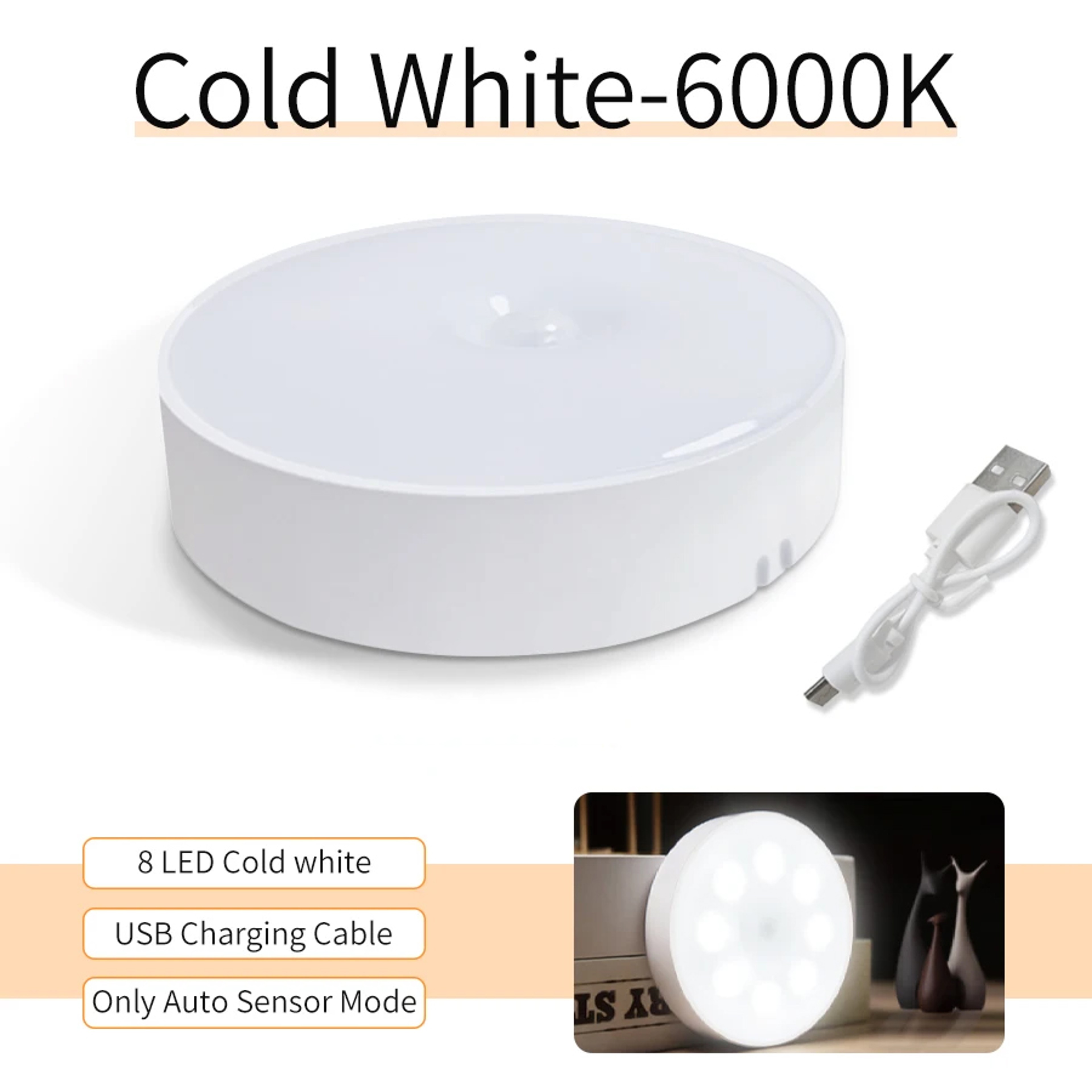Rechargeable Motion Sensor LED Night Light For Bedroom Kitchen Cabinet And Wall Decor 2