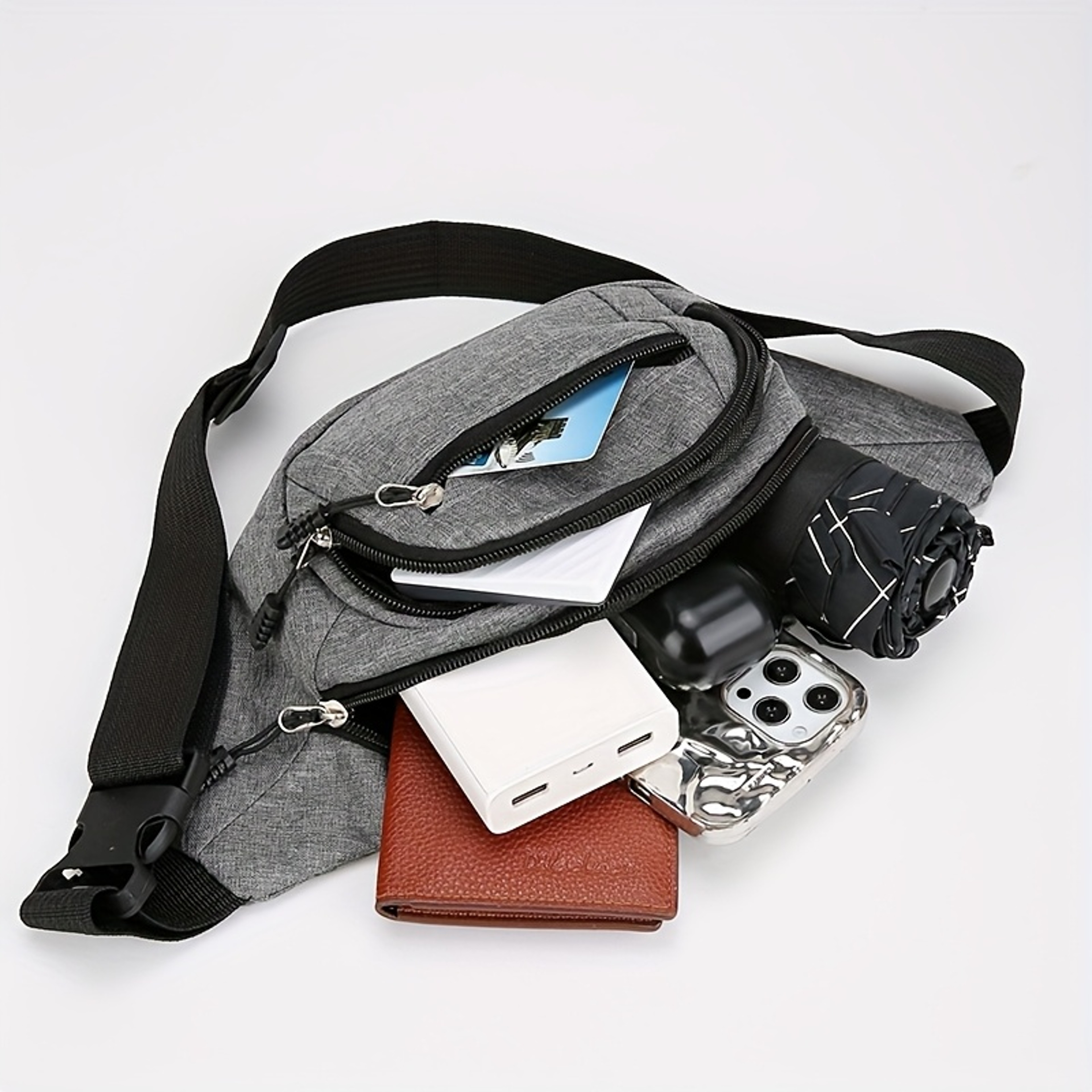 Adjustable Multi Pocket Shoulder Strap Bag Outdoor Travel Waist Pack 6