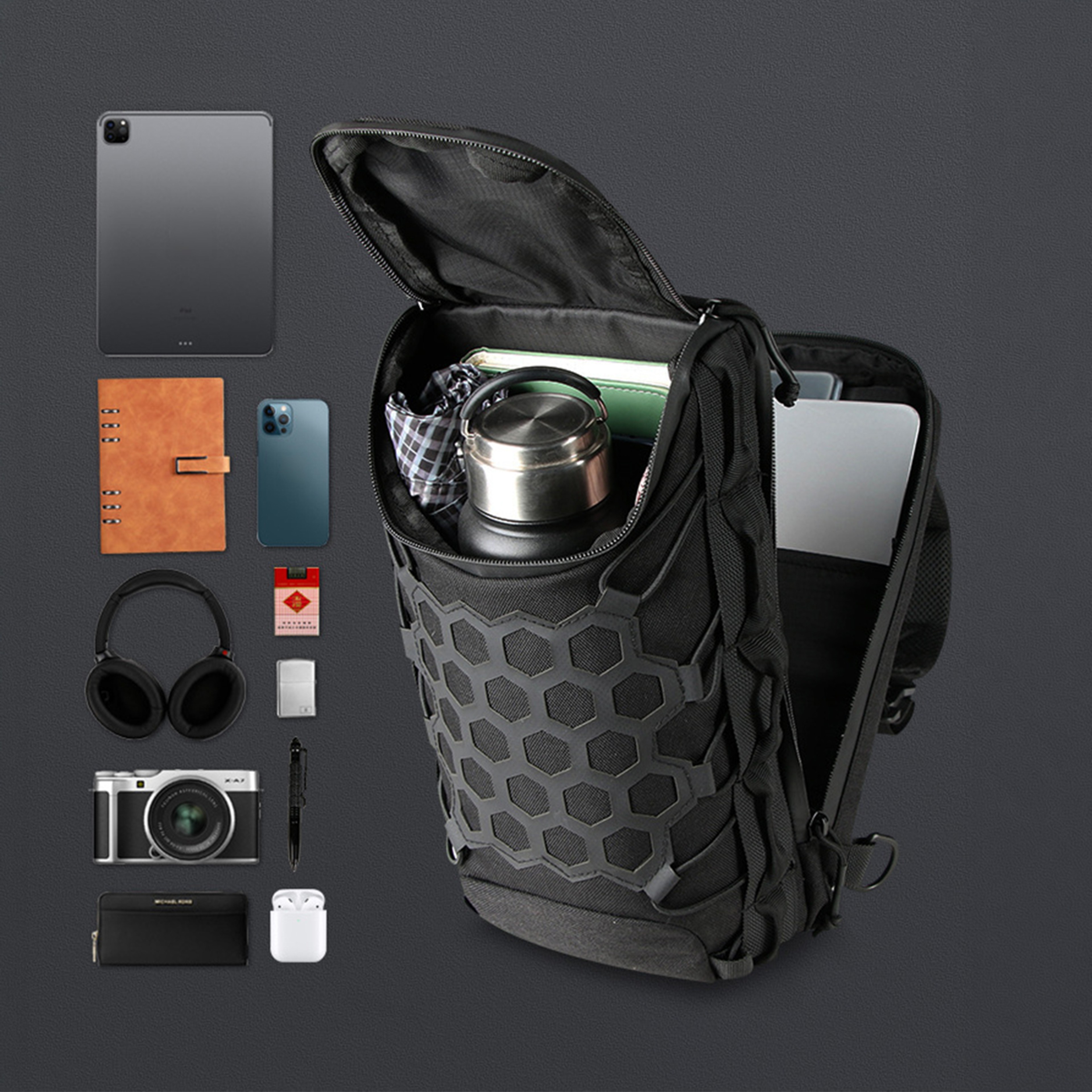 Tactical Sling Bag For Men Waterproof EDC Crossbody Chest Pack For Hiking Cycling Travel 4