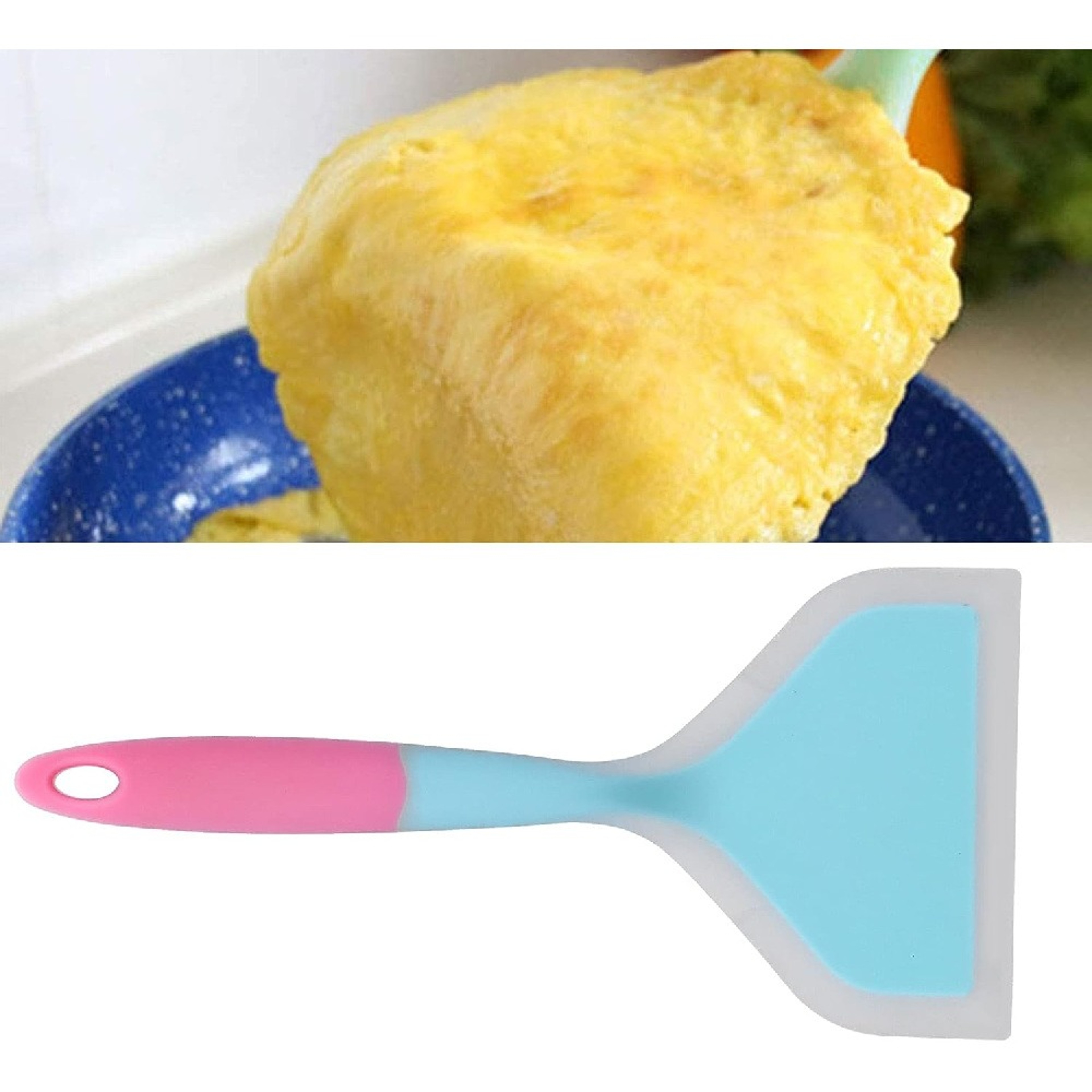 Heat Resistant Silicone Spatula Non Stick Cooking Turner With Wide Flexible Head 3