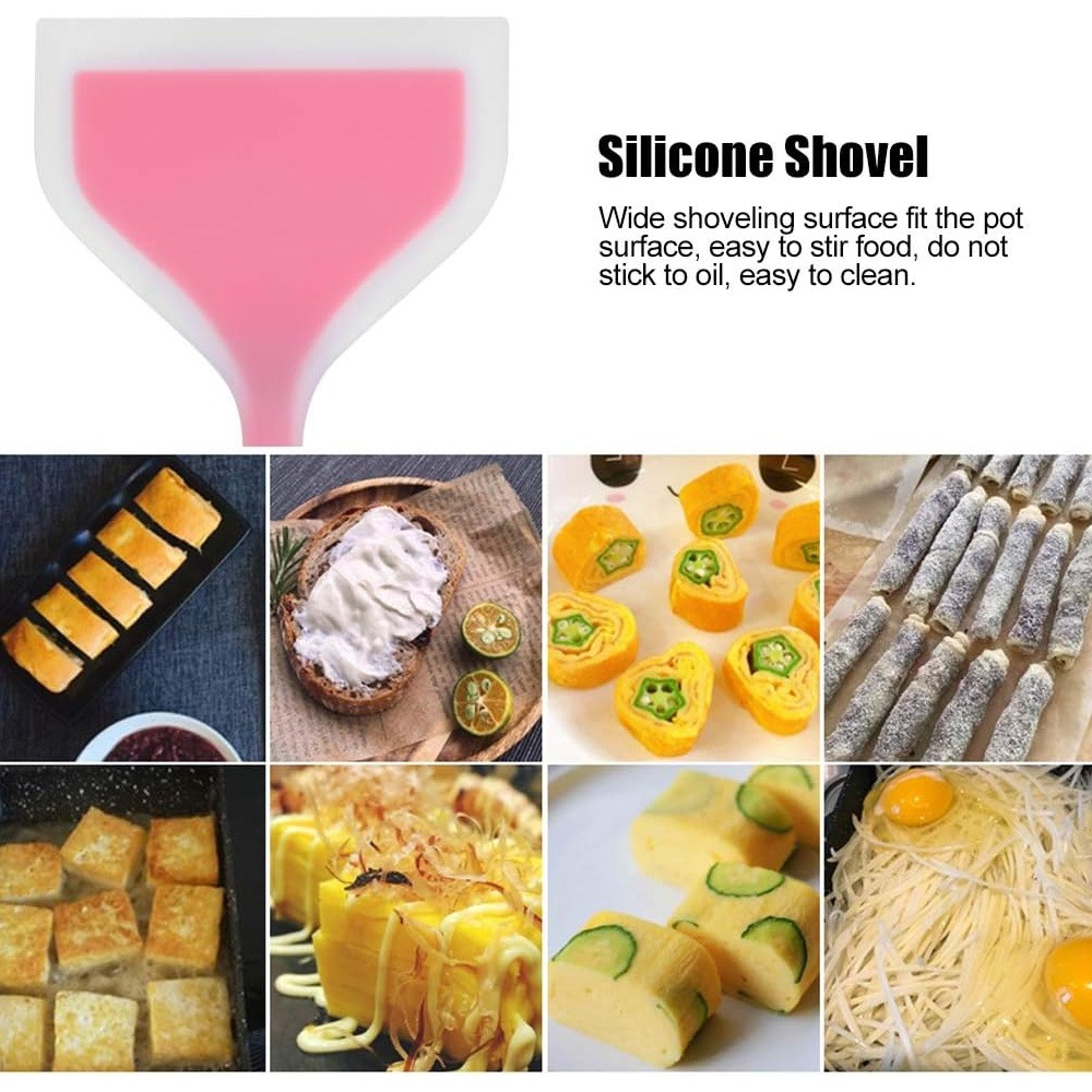 Heat Resistant Silicone Spatula Non Stick Cooking Turner With Wide Flexible Head 5