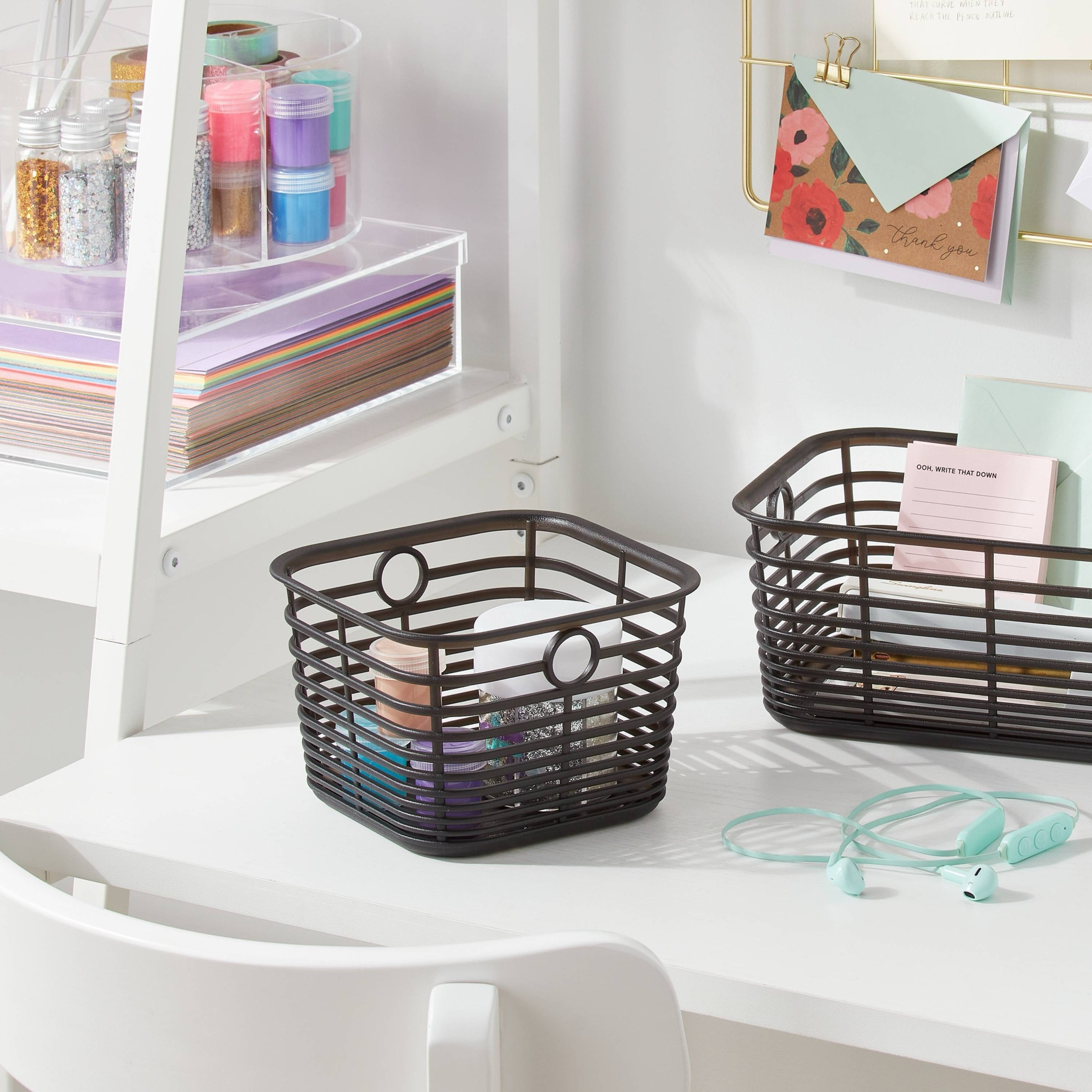 Jelly XS Black Small Storage Basket with Handles for Desktop and Home Organization – view 2