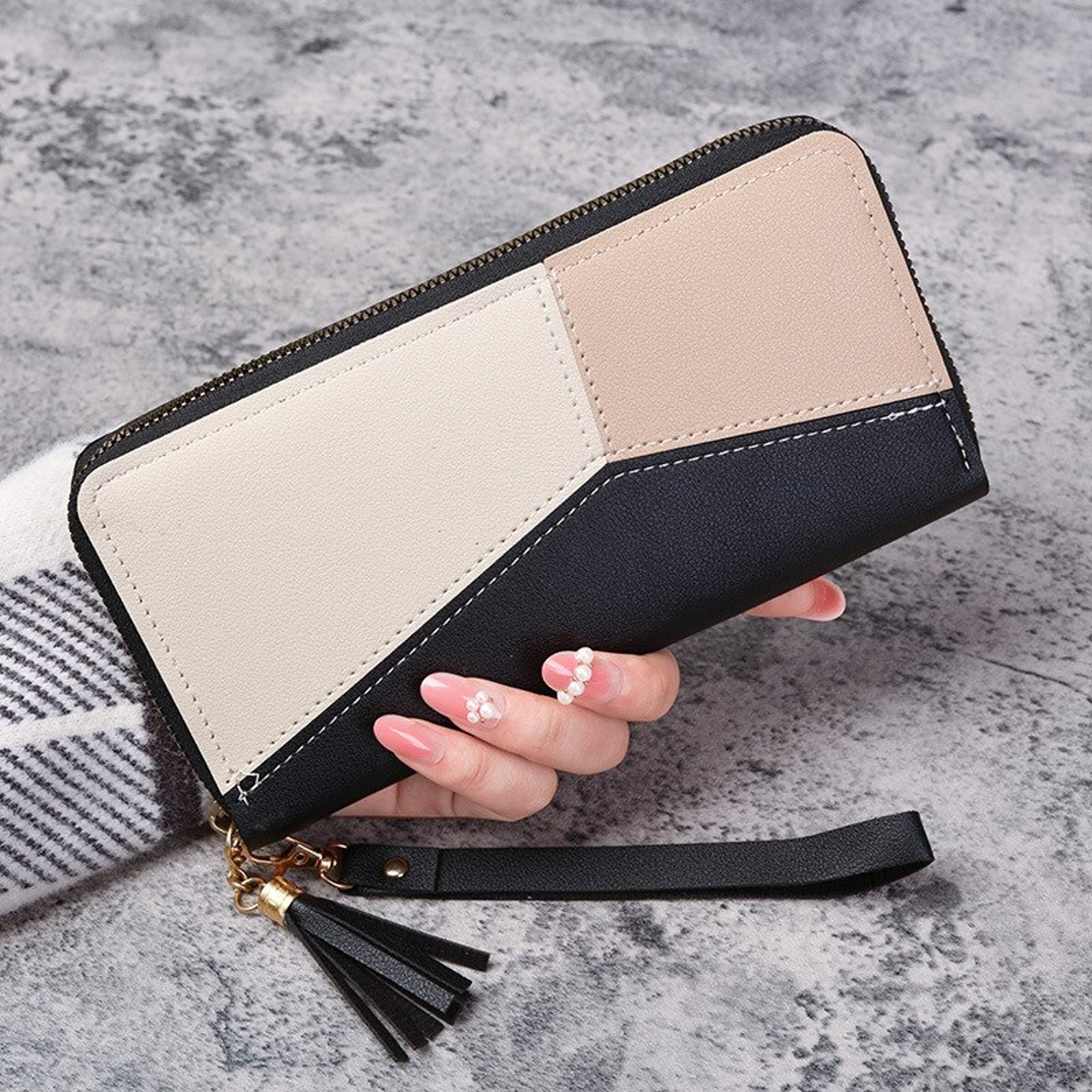 Fashion Zipper Wallets Womens Long Purses Handbags Coin Purse Cards Holder PU Leather Billfold Wall 3