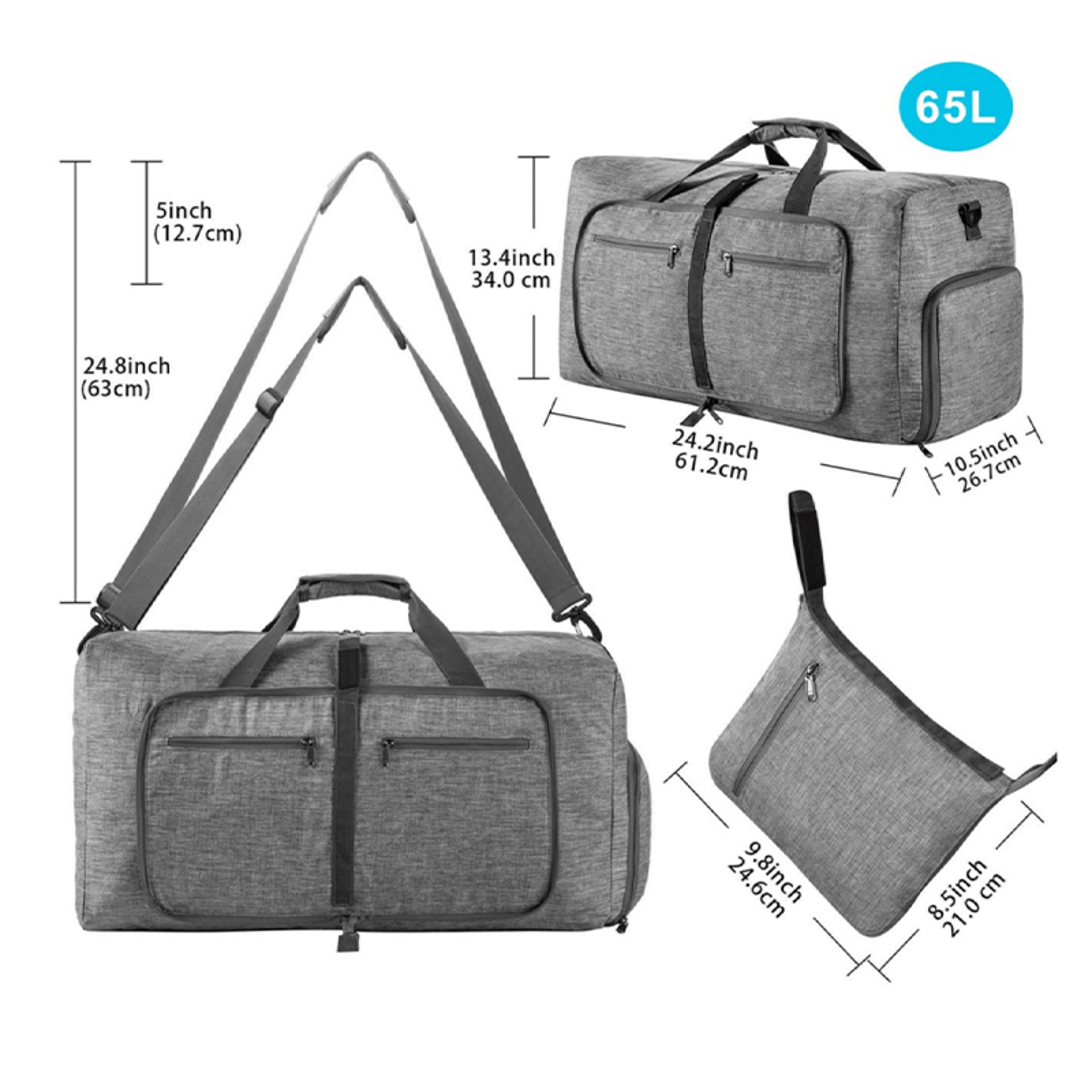 Foldable Travel Duffel Bag With Shoe Compartment 3