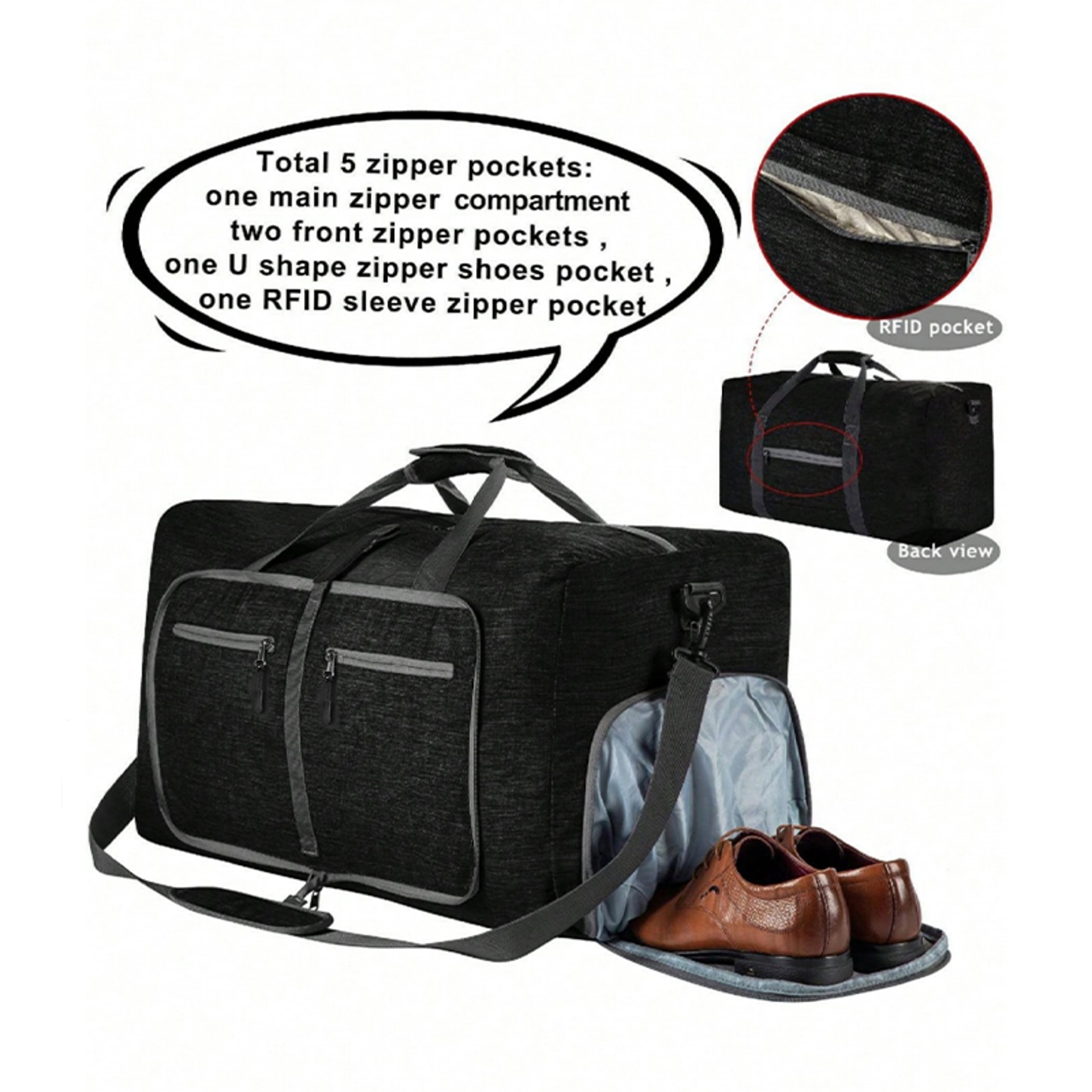 Foldable Travel Duffel Bag With Shoe Compartment 5
