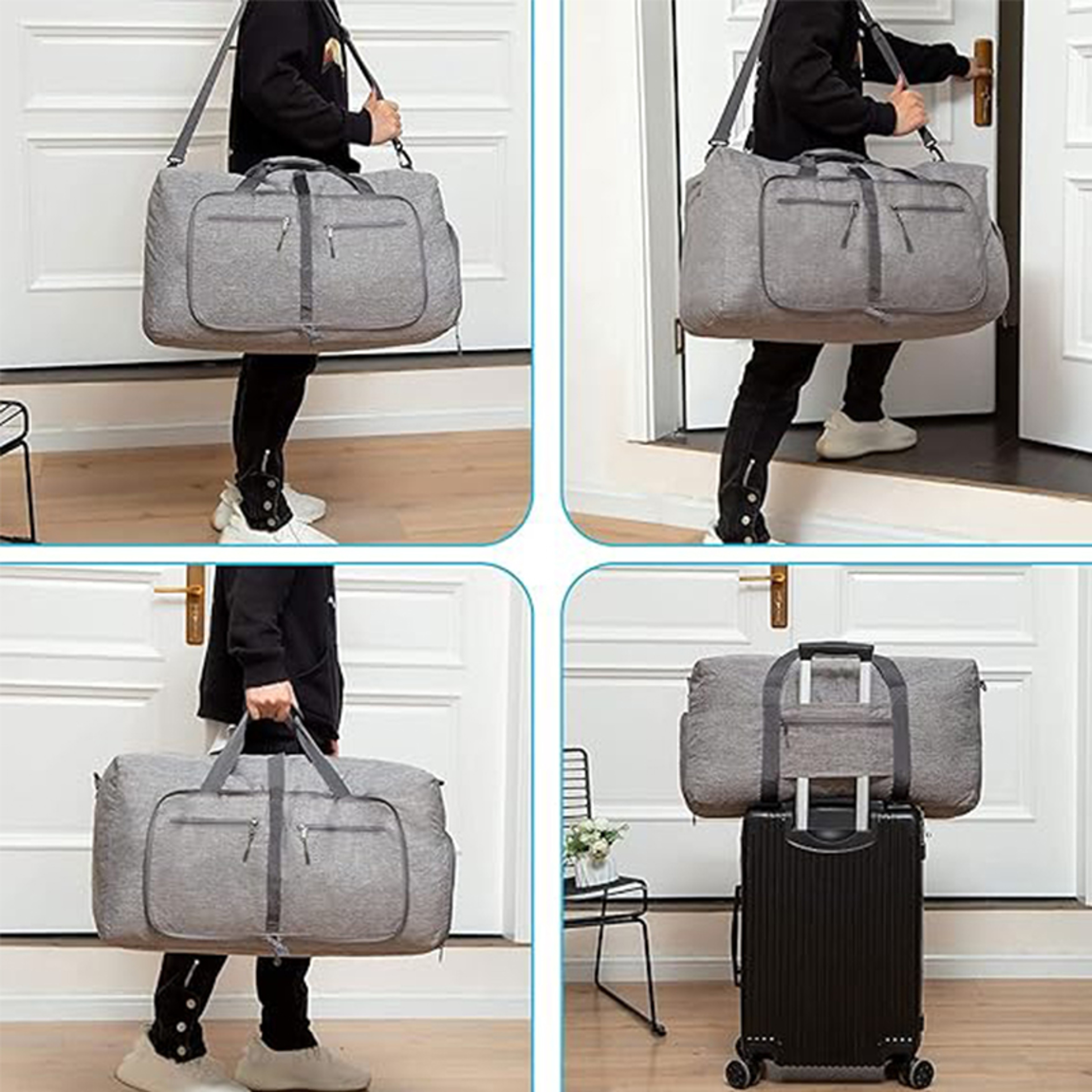 Foldable Travel Duffel Bag With Shoe Compartment 7