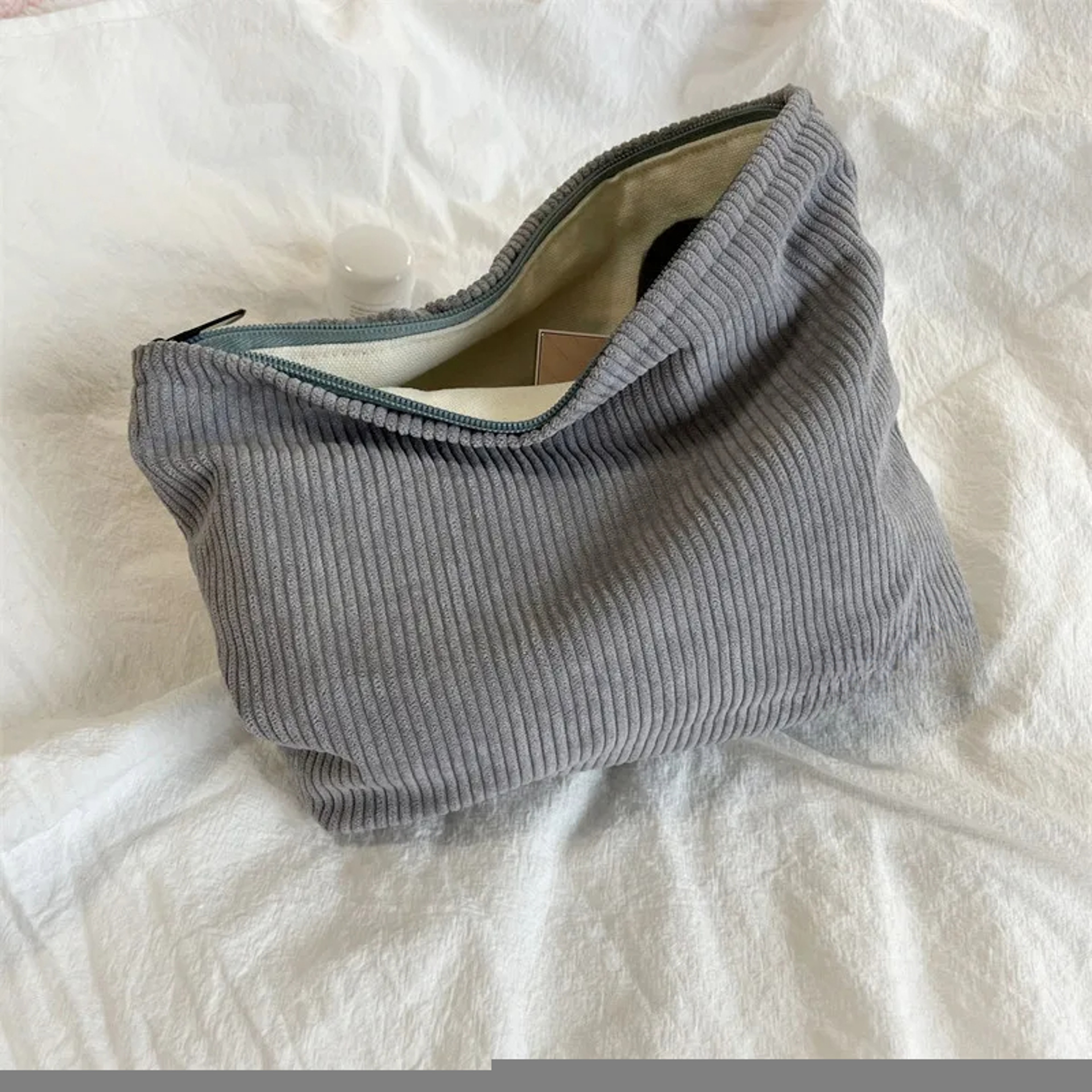 Corduroy Makeup Bag Large Capacity Travel Cosmetic Organizer 7