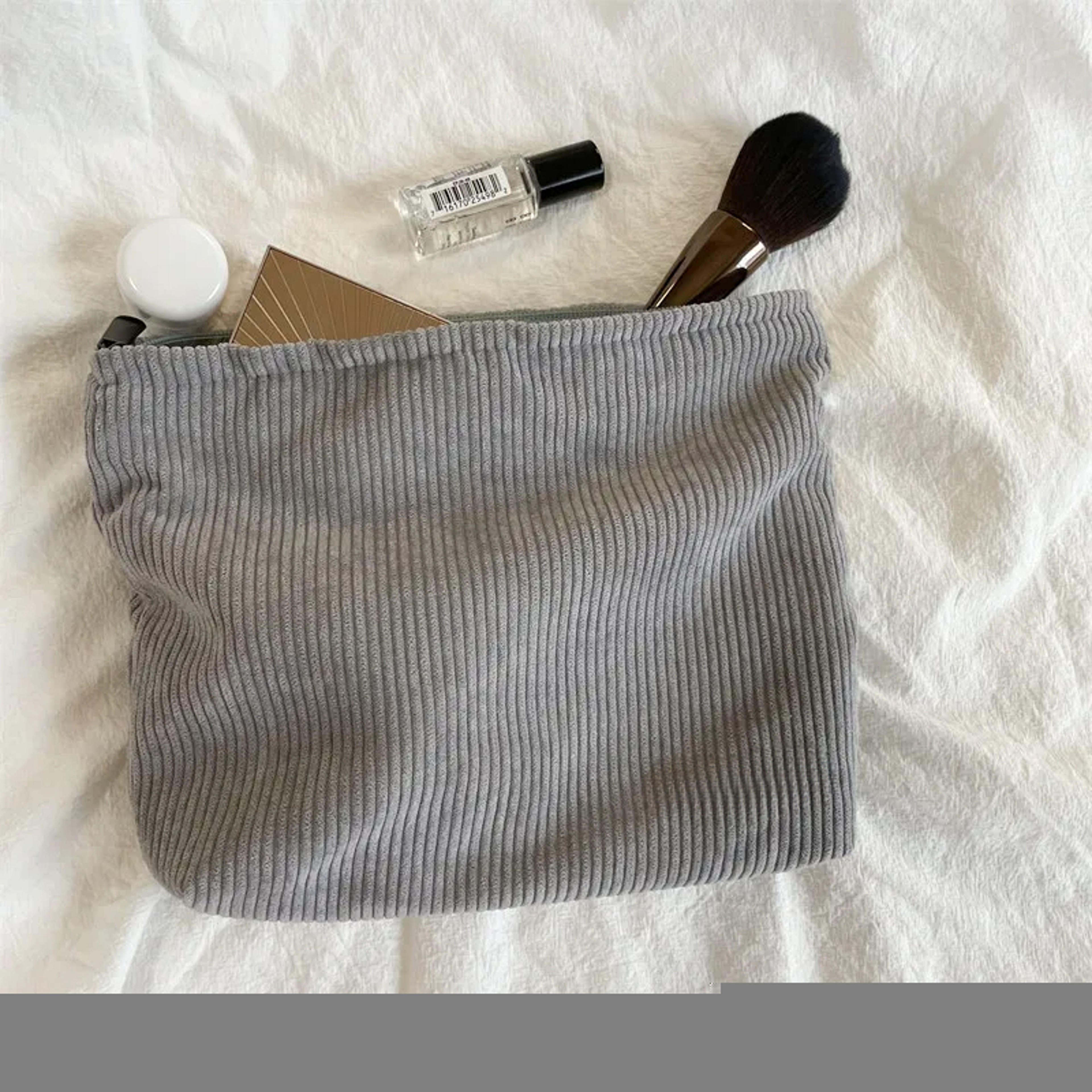 Corduroy Makeup Bag Large Capacity Travel Cosmetic Organizer 2