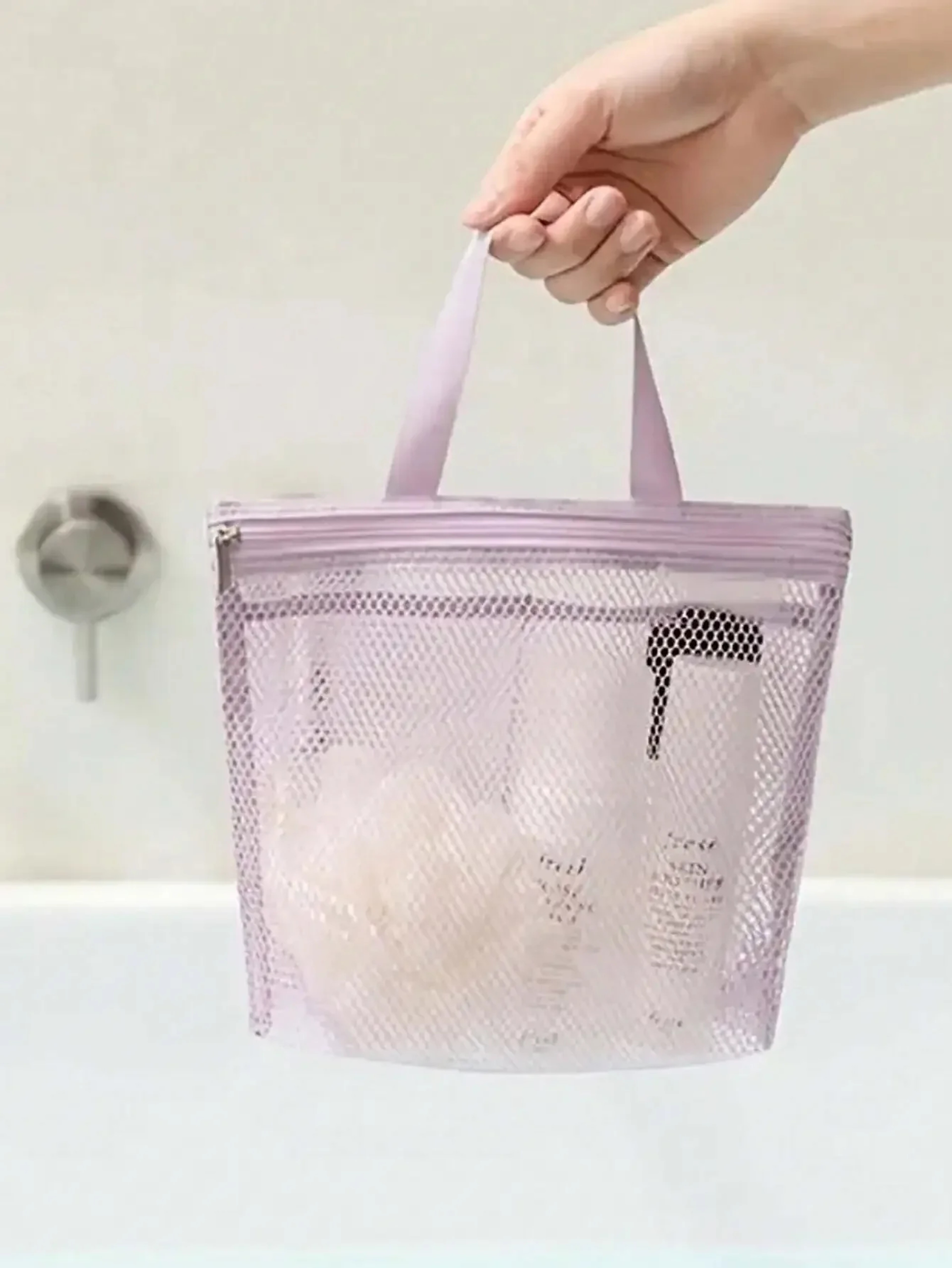 Lightweight Mesh Shower Bag And Travel Cosmetic Bag For Toiletries 4