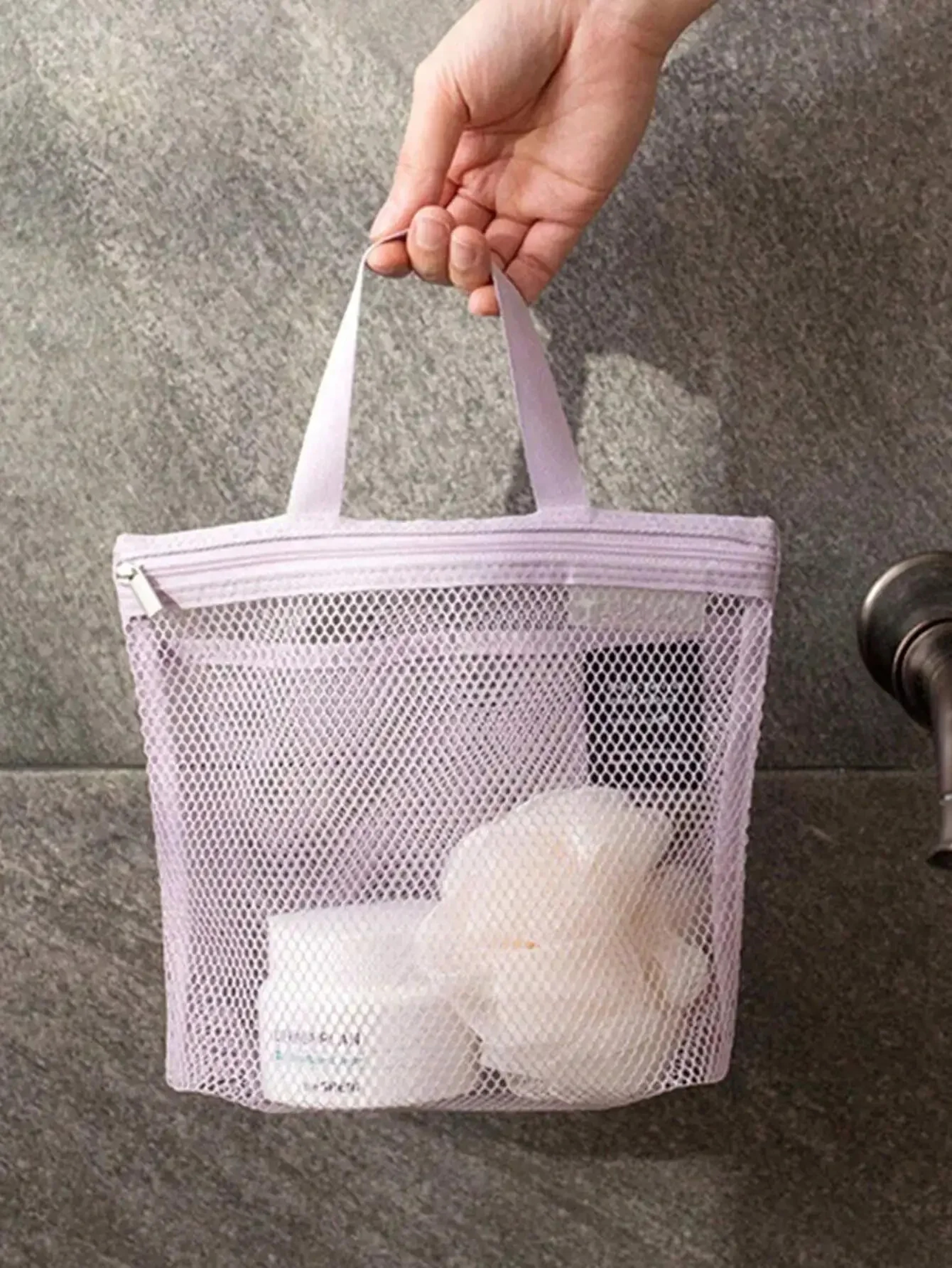 Lightweight Mesh Shower Bag And Travel Cosmetic Bag For Toiletries 5
