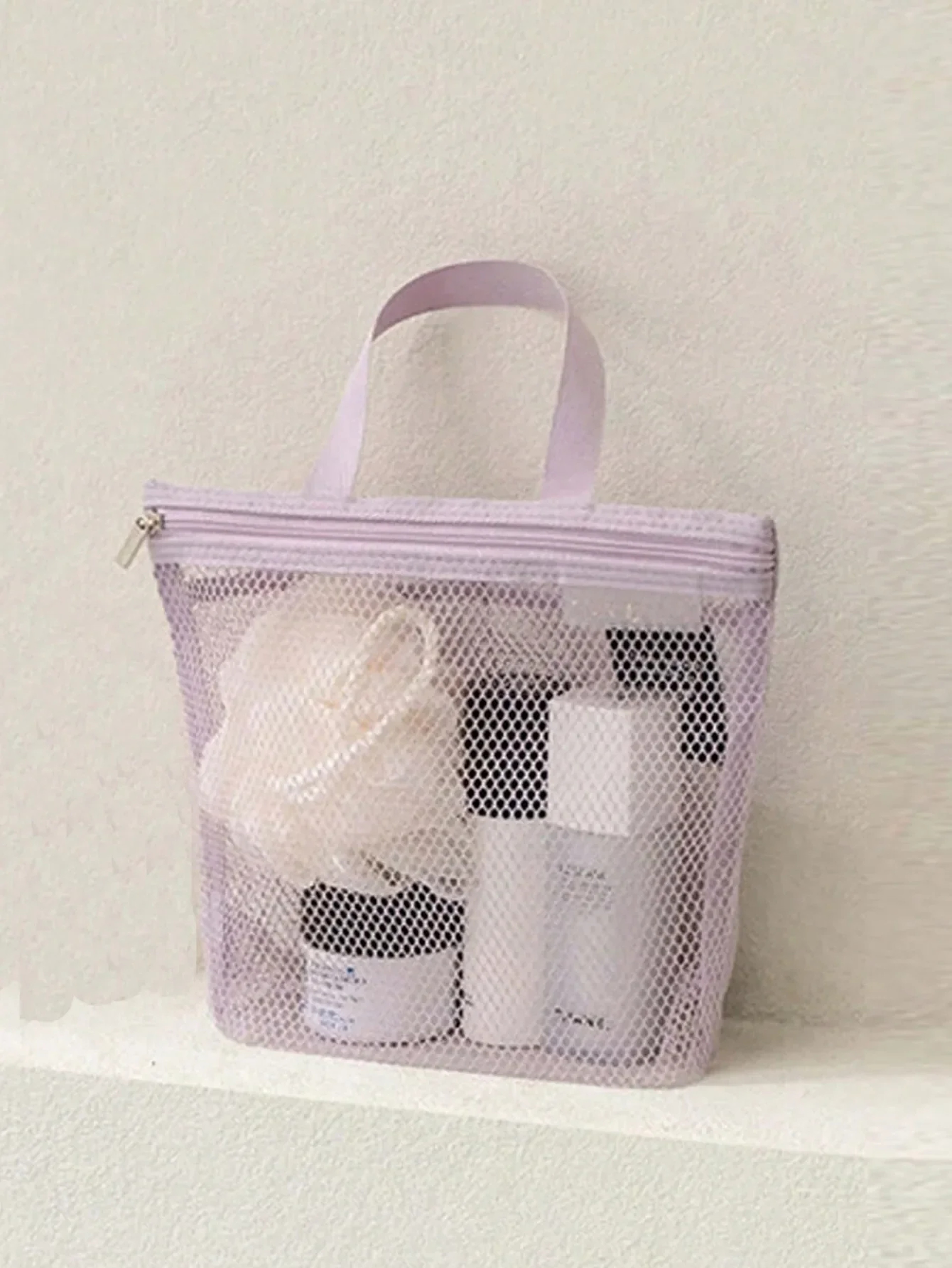 Lightweight Mesh Shower Bag And Travel Cosmetic Bag For Toiletries 0