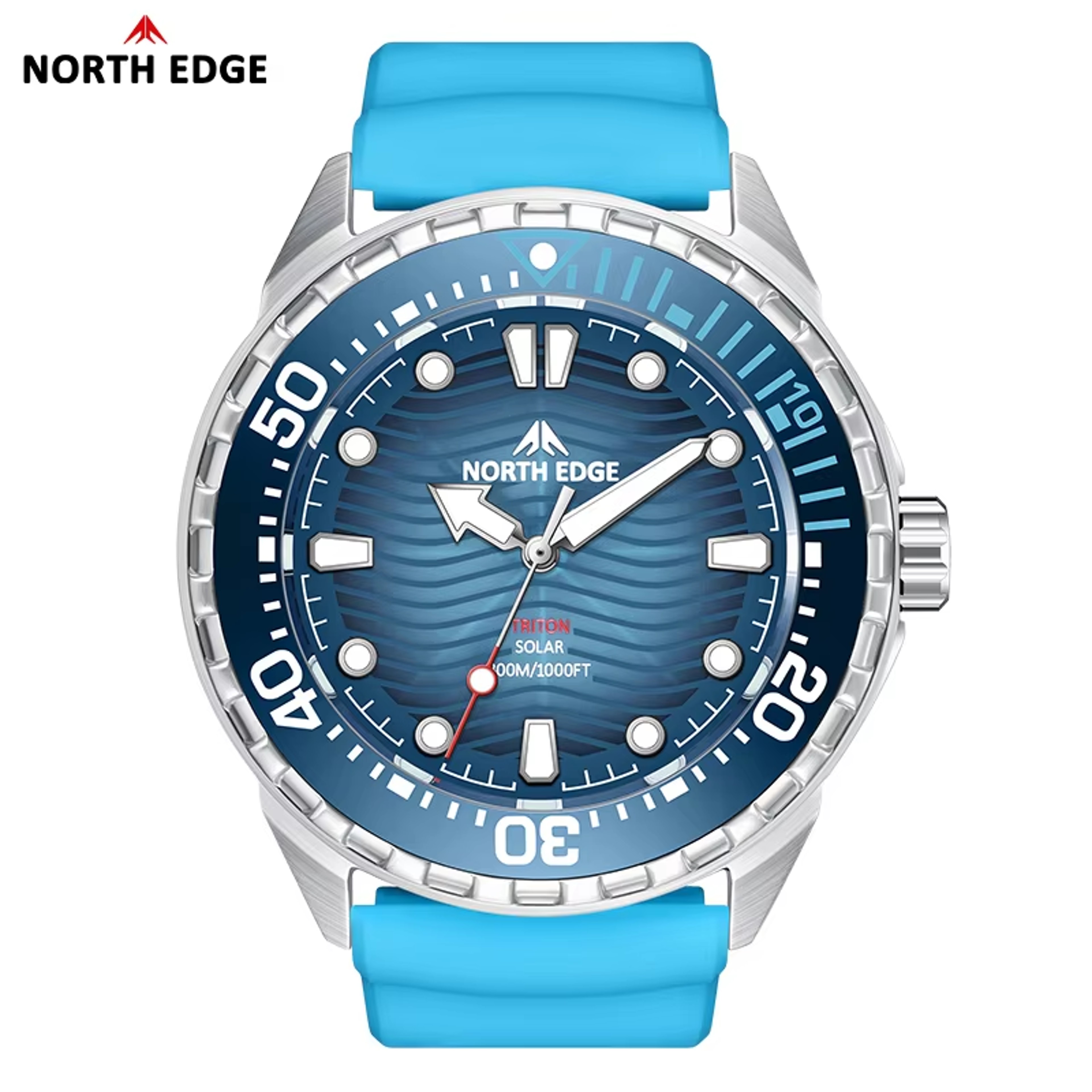 Solar Stainless Steel Dive Chronograph Watch Rotating Bezel 1