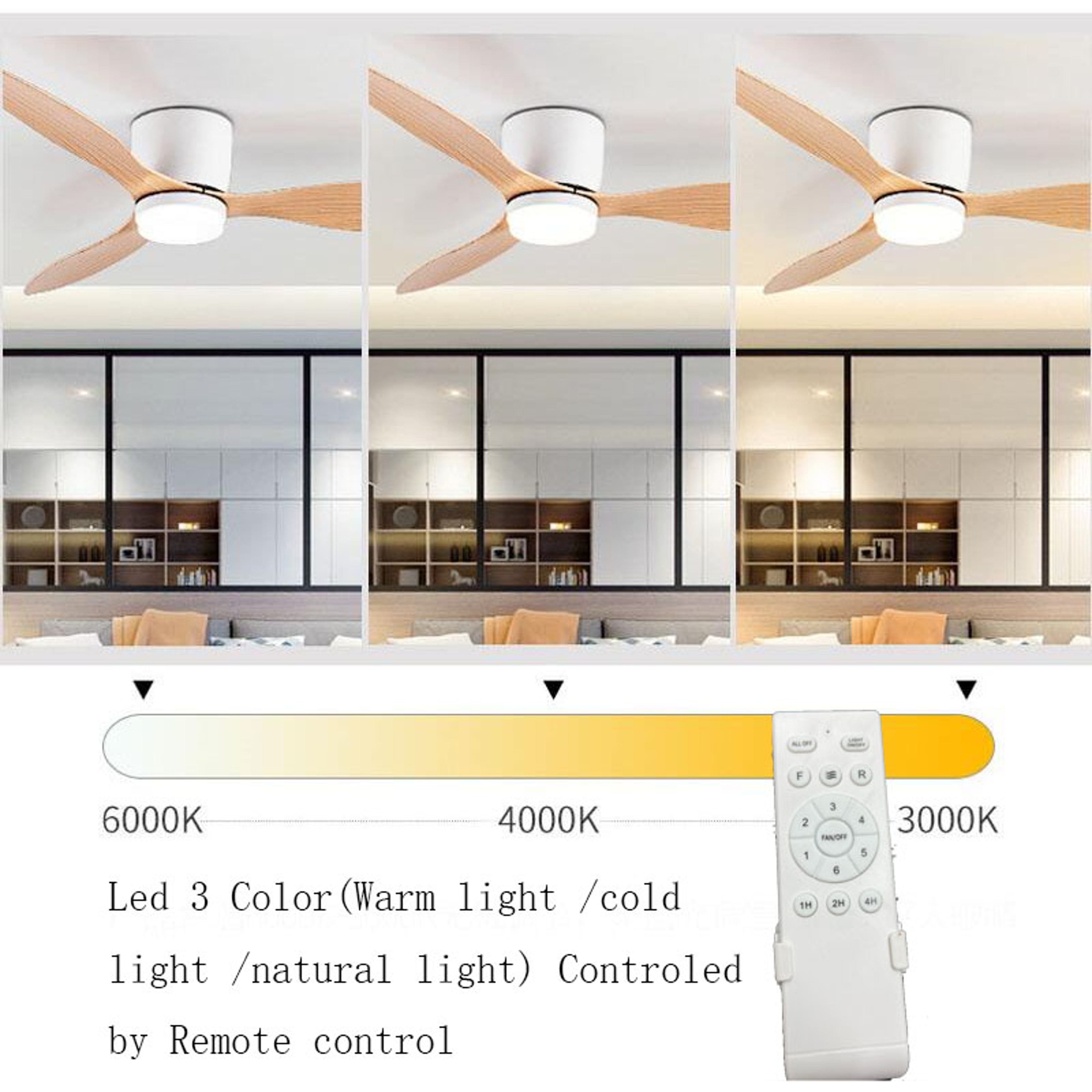 LED Ceiling Fan With Remote Color DC Motor Modern Decorative Light 3