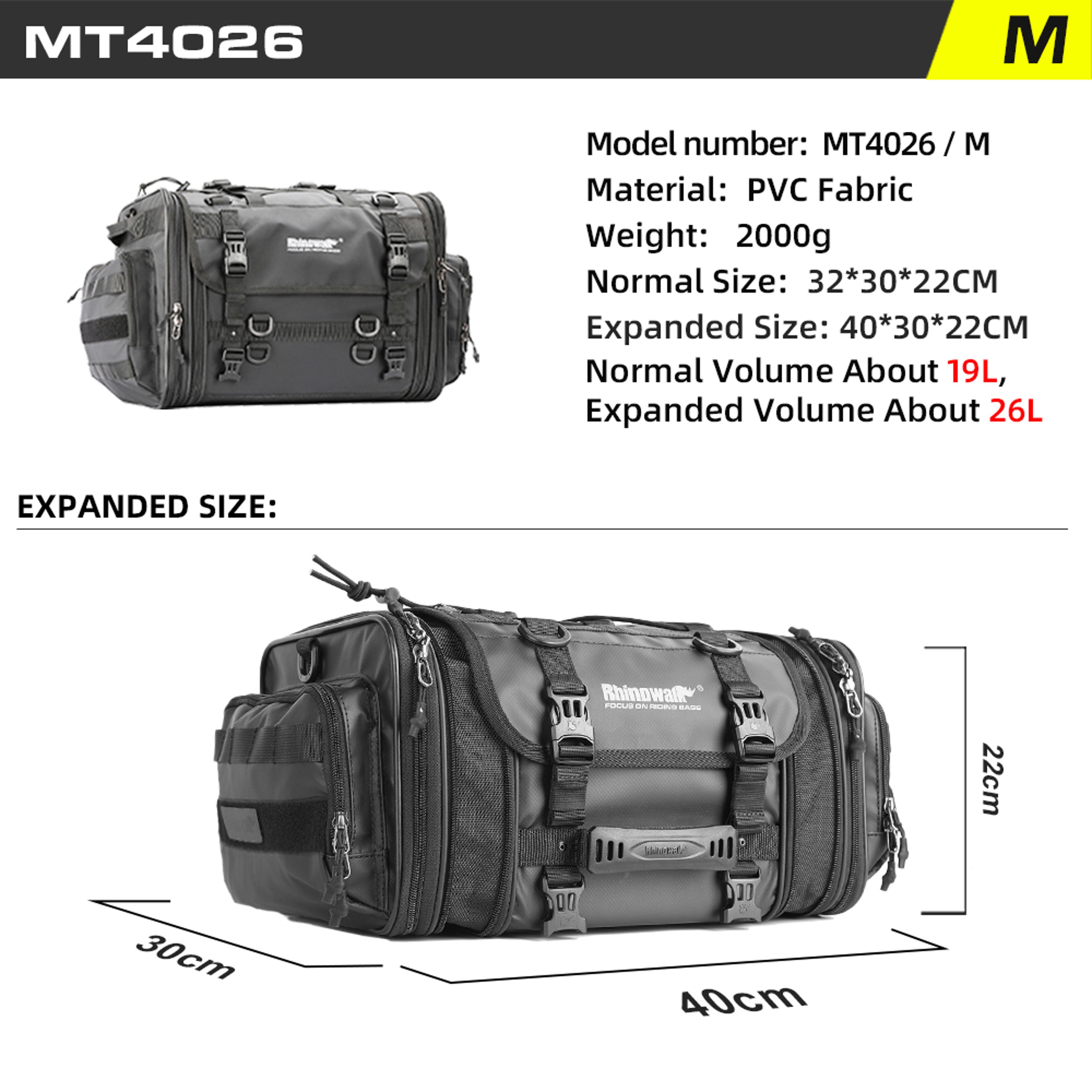 Waterproof Motorcycle Travel Luggage Bag 19L To 80L Expandable Tail Rack Bag 2