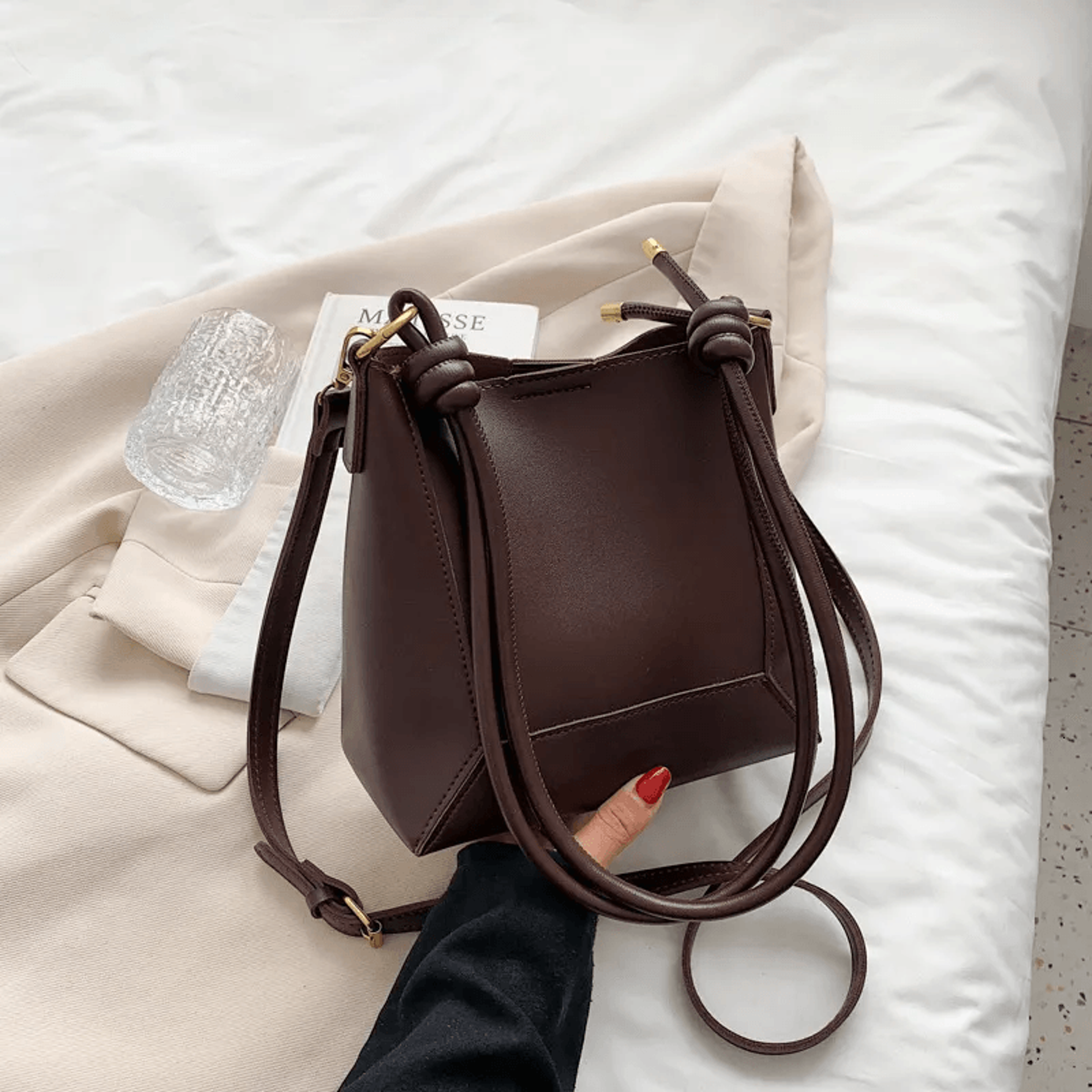 Retro PU Shoulder Crossbody Bucket Bag For Women 2