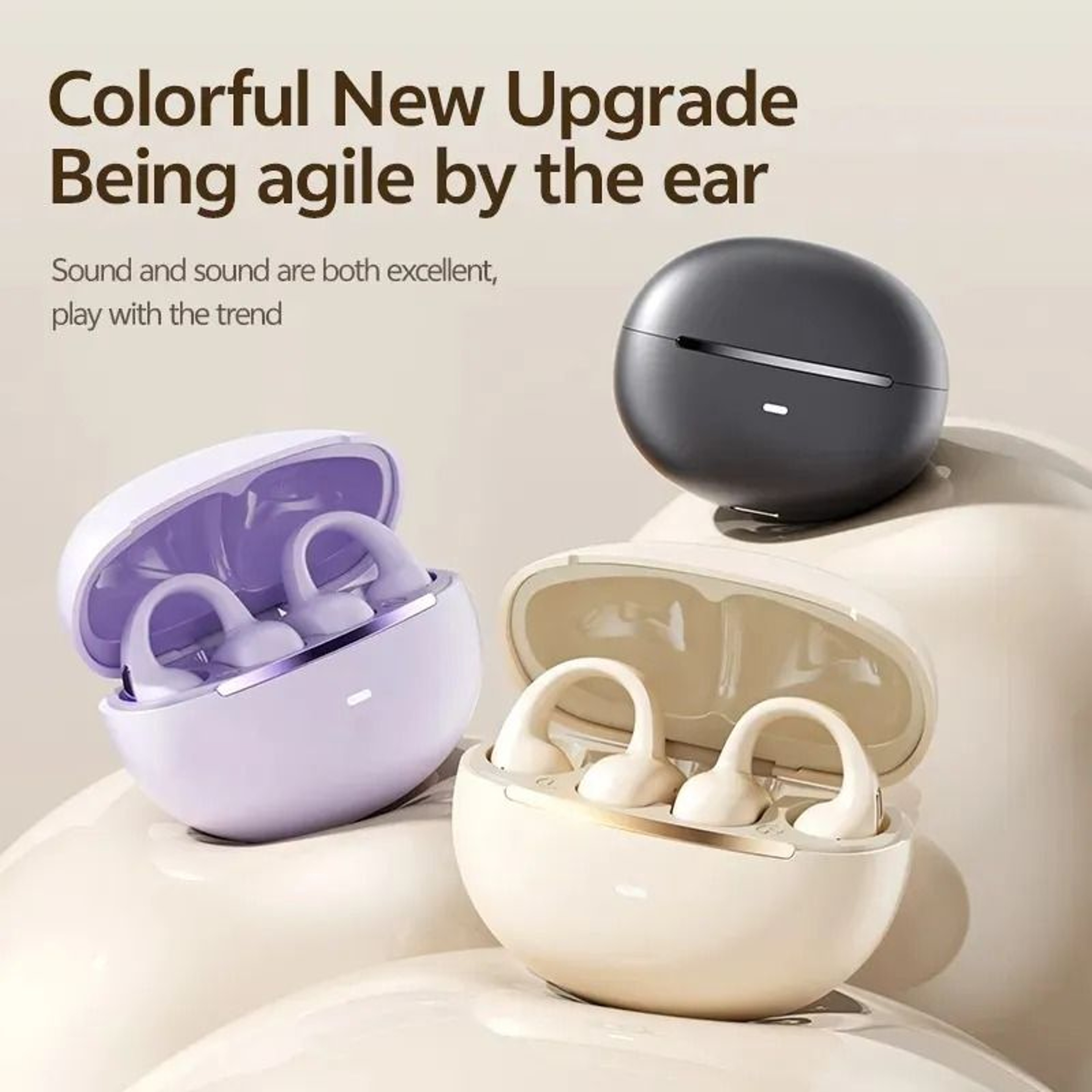 Open Ear Wireless Sport Earbuds With Earhooks Deep Bass And Noise Cancelling Mic 4