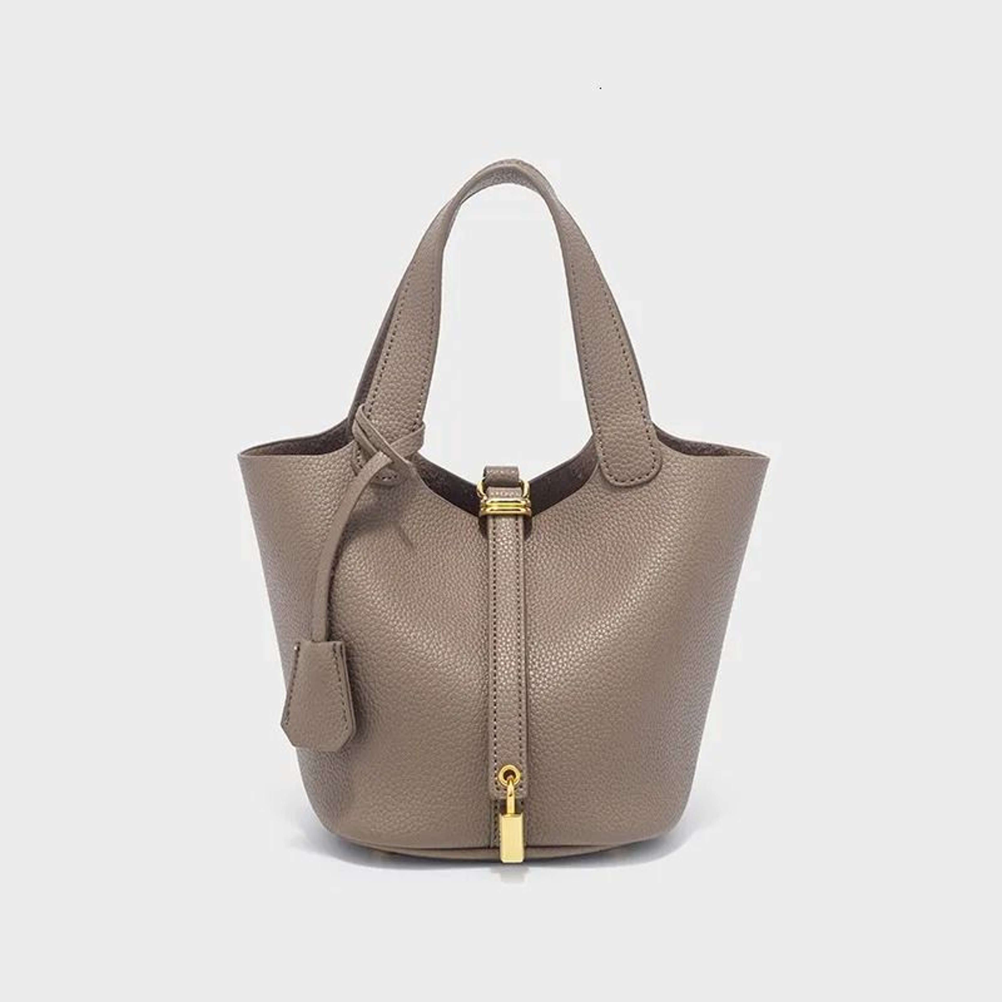 Women Lychee Pattern Bucket Bag Light Luxury Shoulder Handbag 2