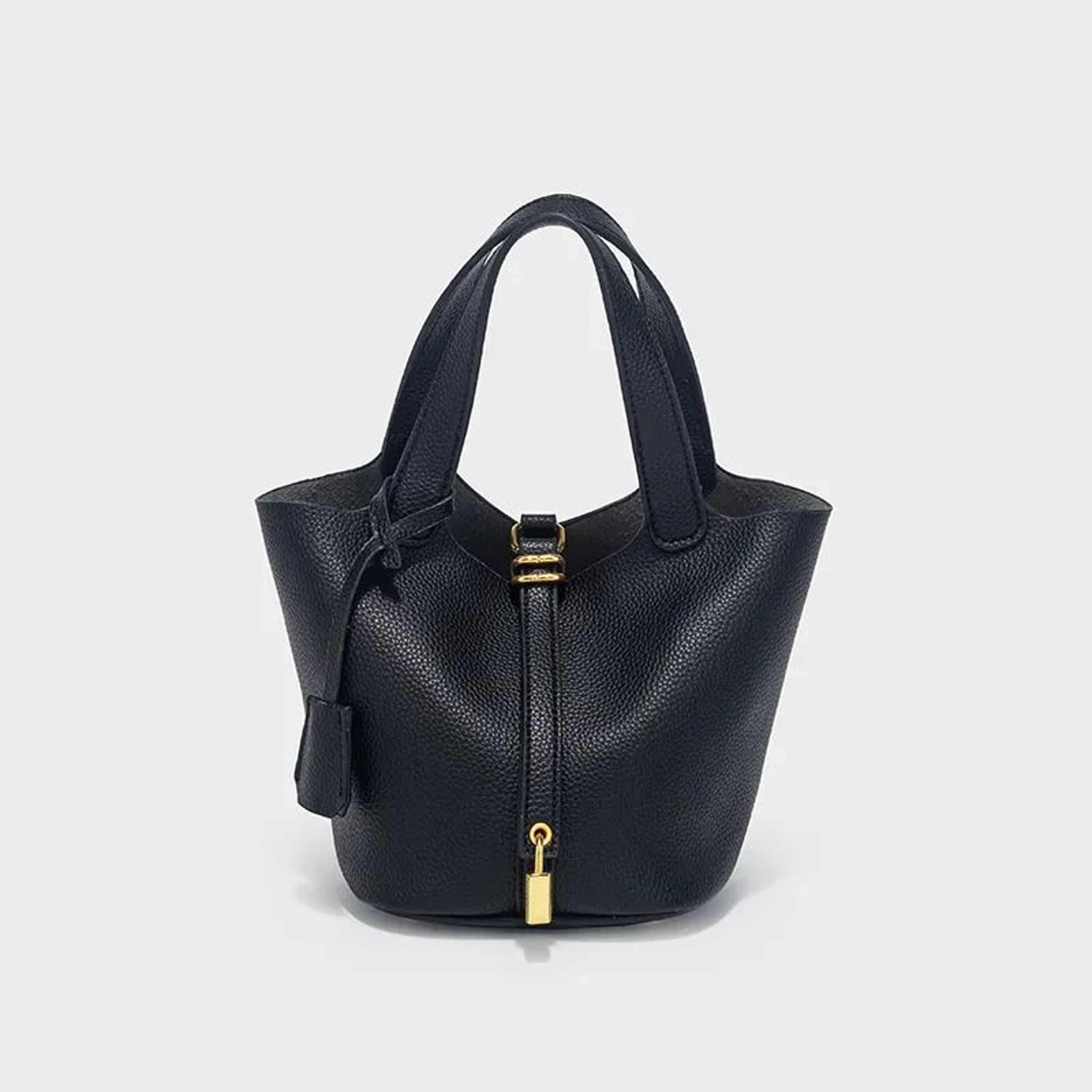Women Lychee Pattern Bucket Bag Light Luxury Shoulder Handbag 0