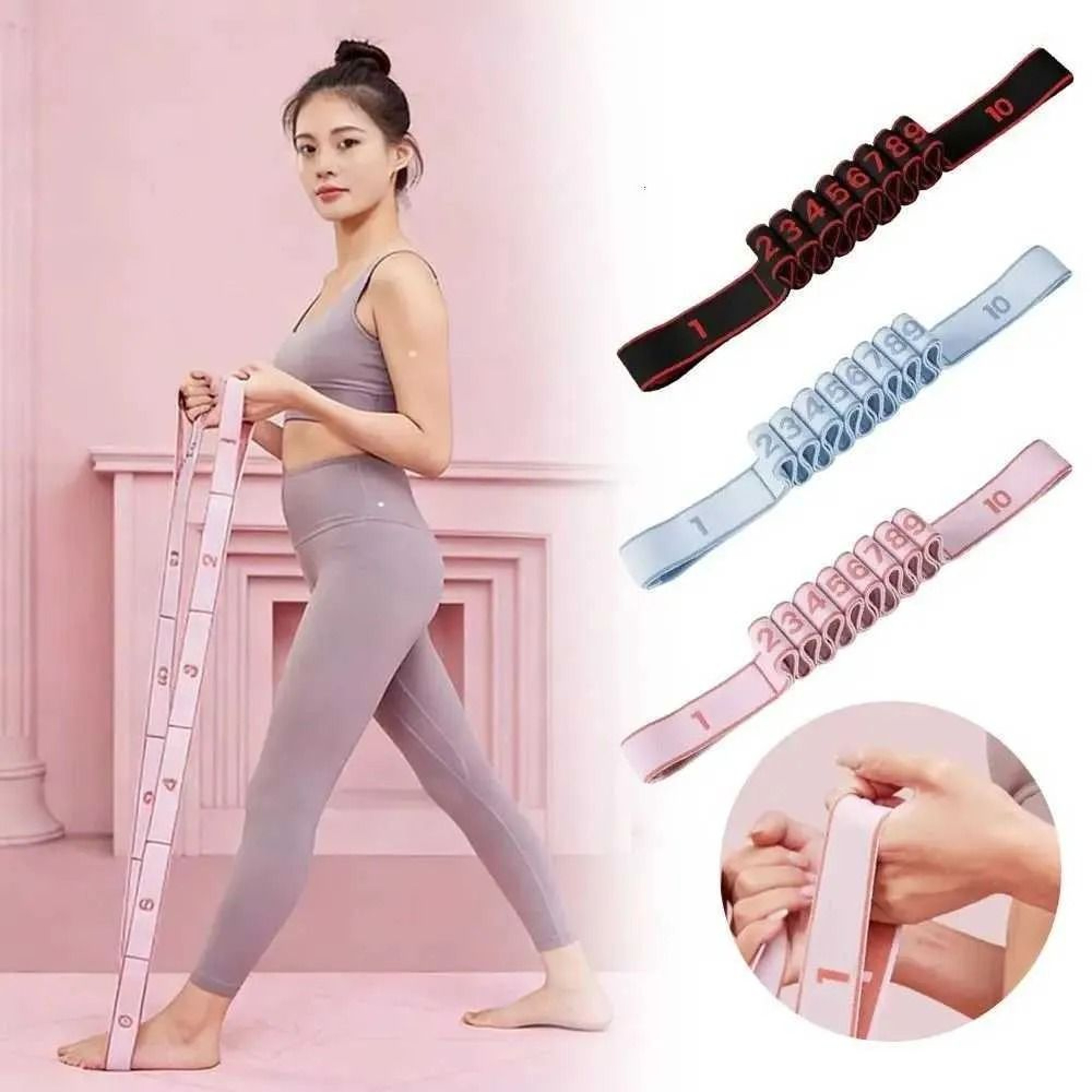 Digital Yoga Stretching Belt Grid Adjustable Dance Stretch Band 7