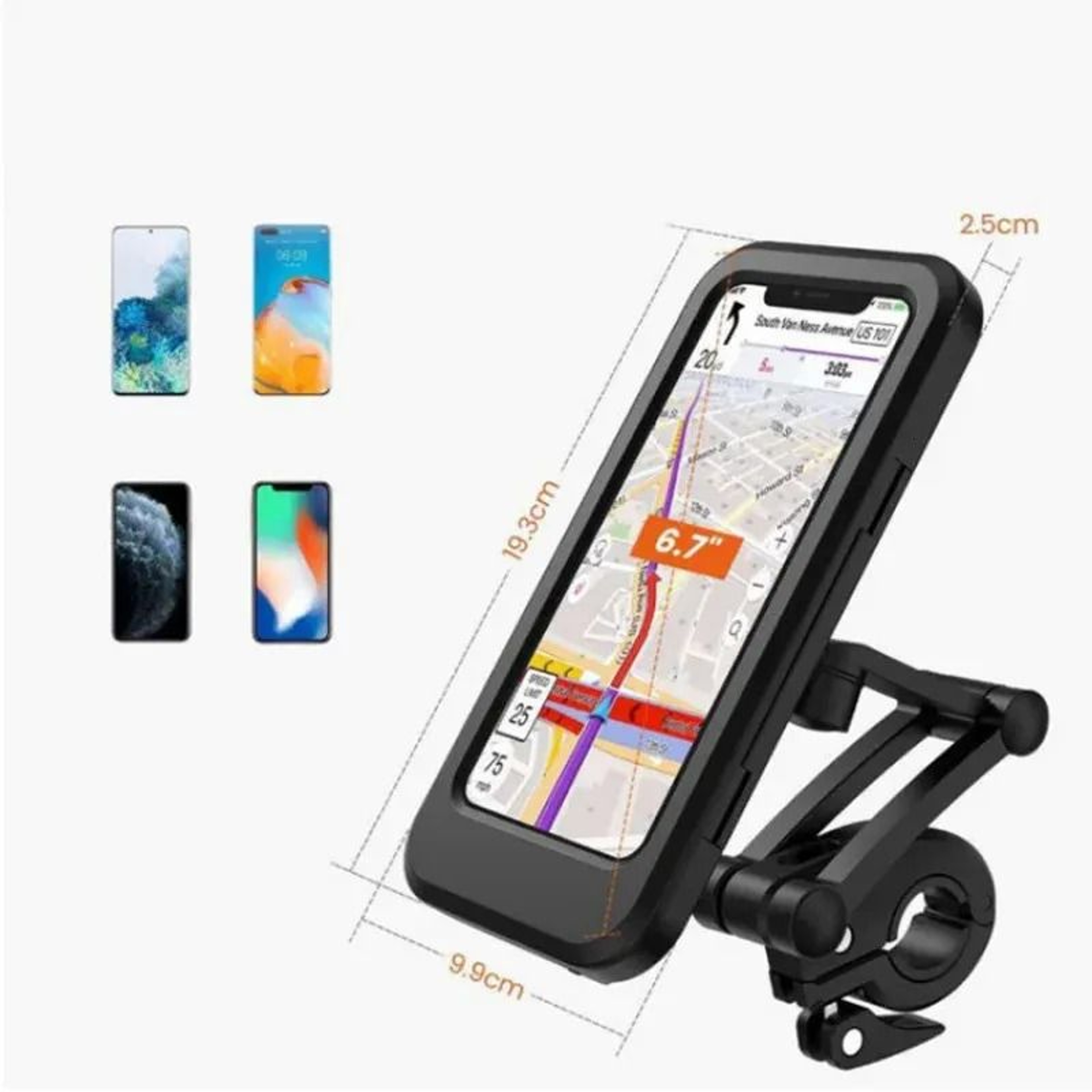 Motorcycle Phone Holder 360 Adjustable GPS Handlebar Mount 1