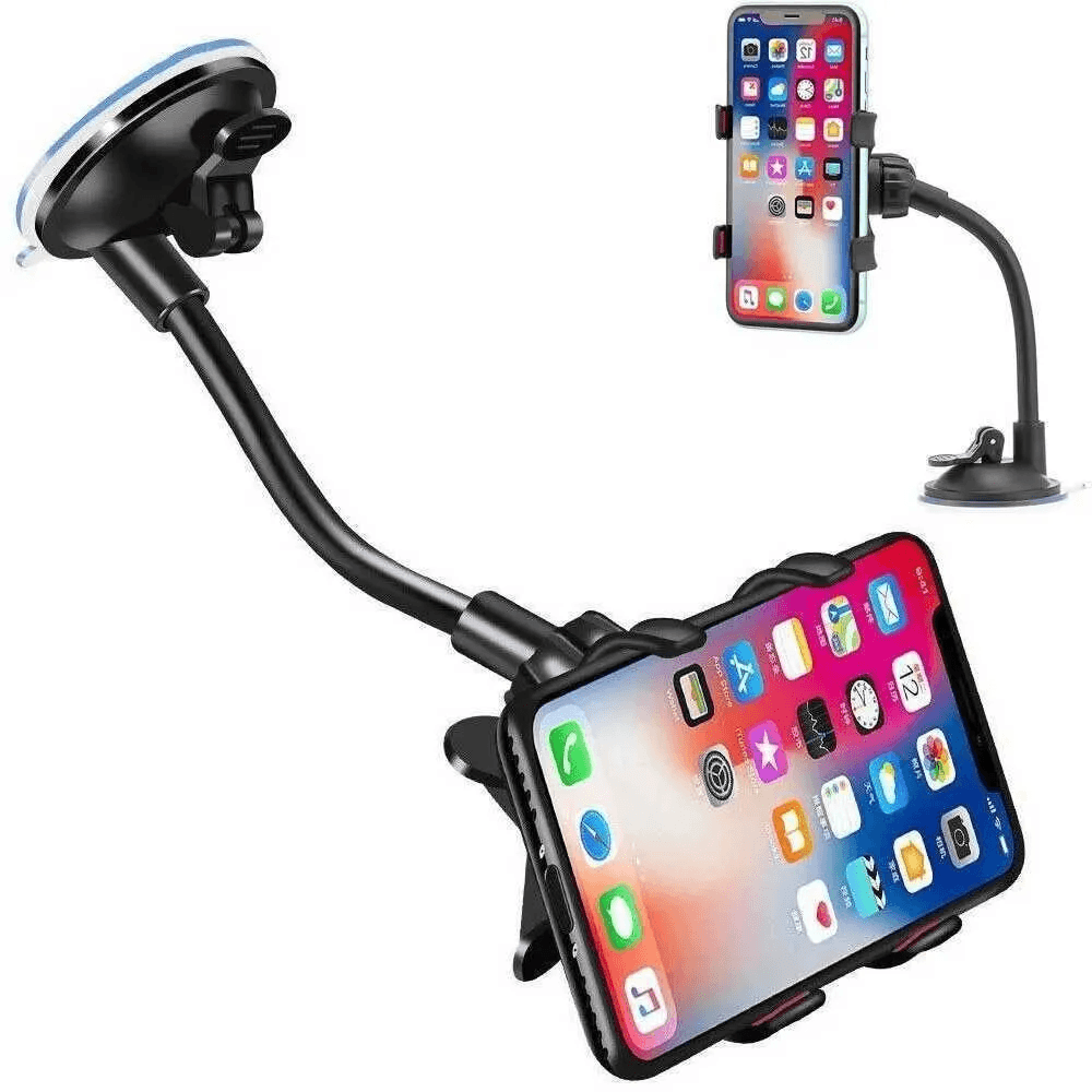 Double Clip Car Phone Holder Universal Dashboard And Air Vent Phone Mount 0