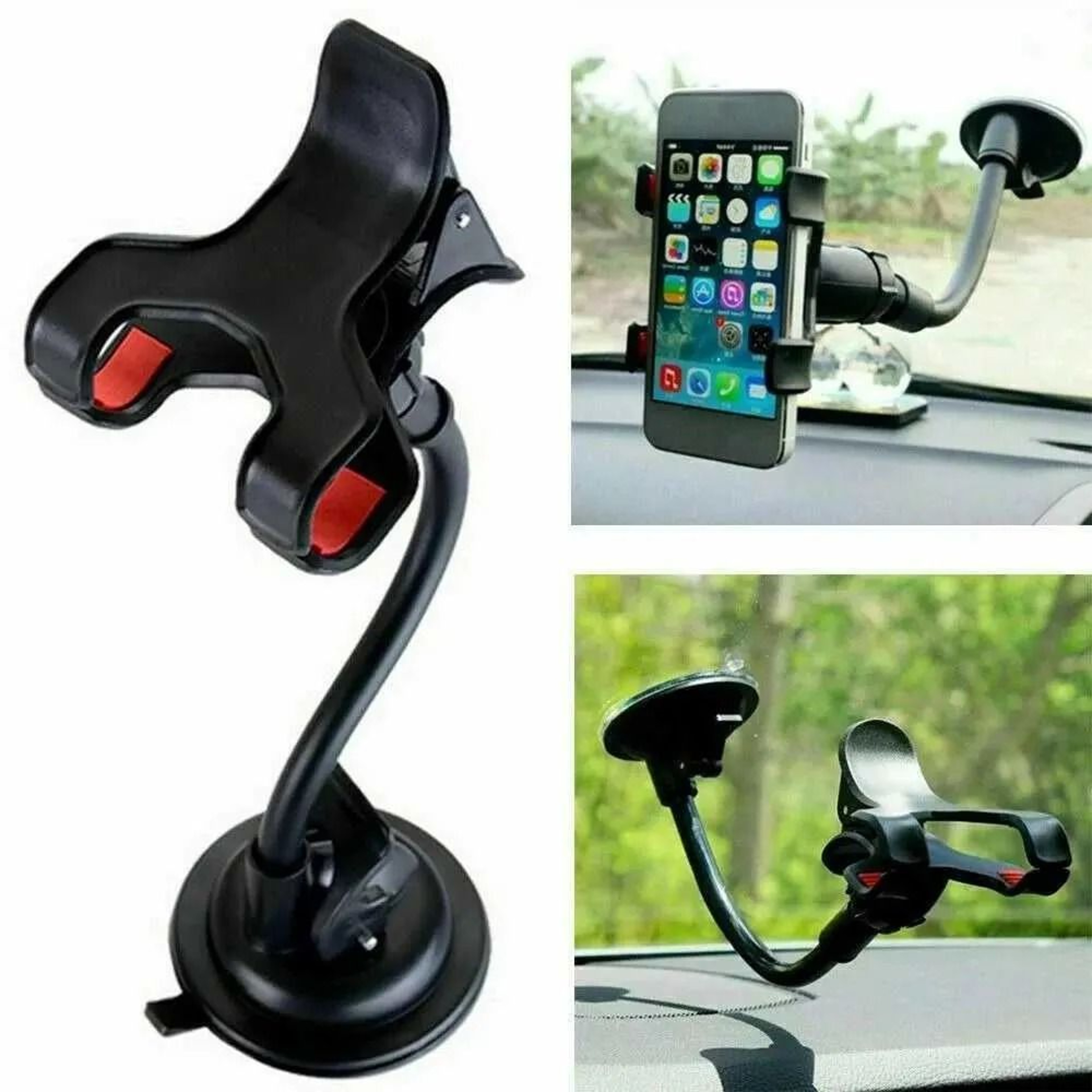 Double Clip Car Phone Holder Universal Dashboard And Air Vent Phone Mount 3