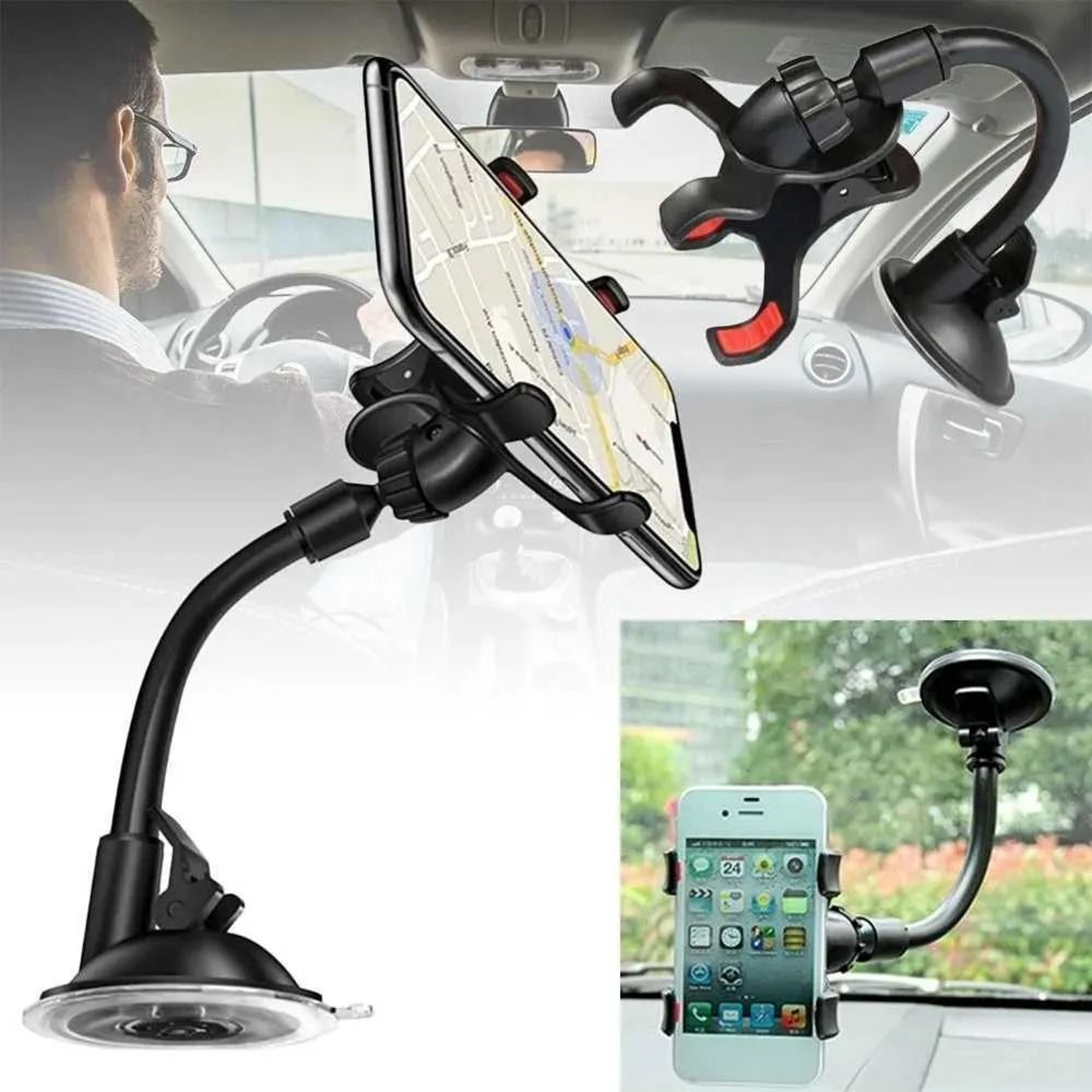 Double Clip Car Phone Holder Universal Dashboard And Air Vent Phone Mount 6