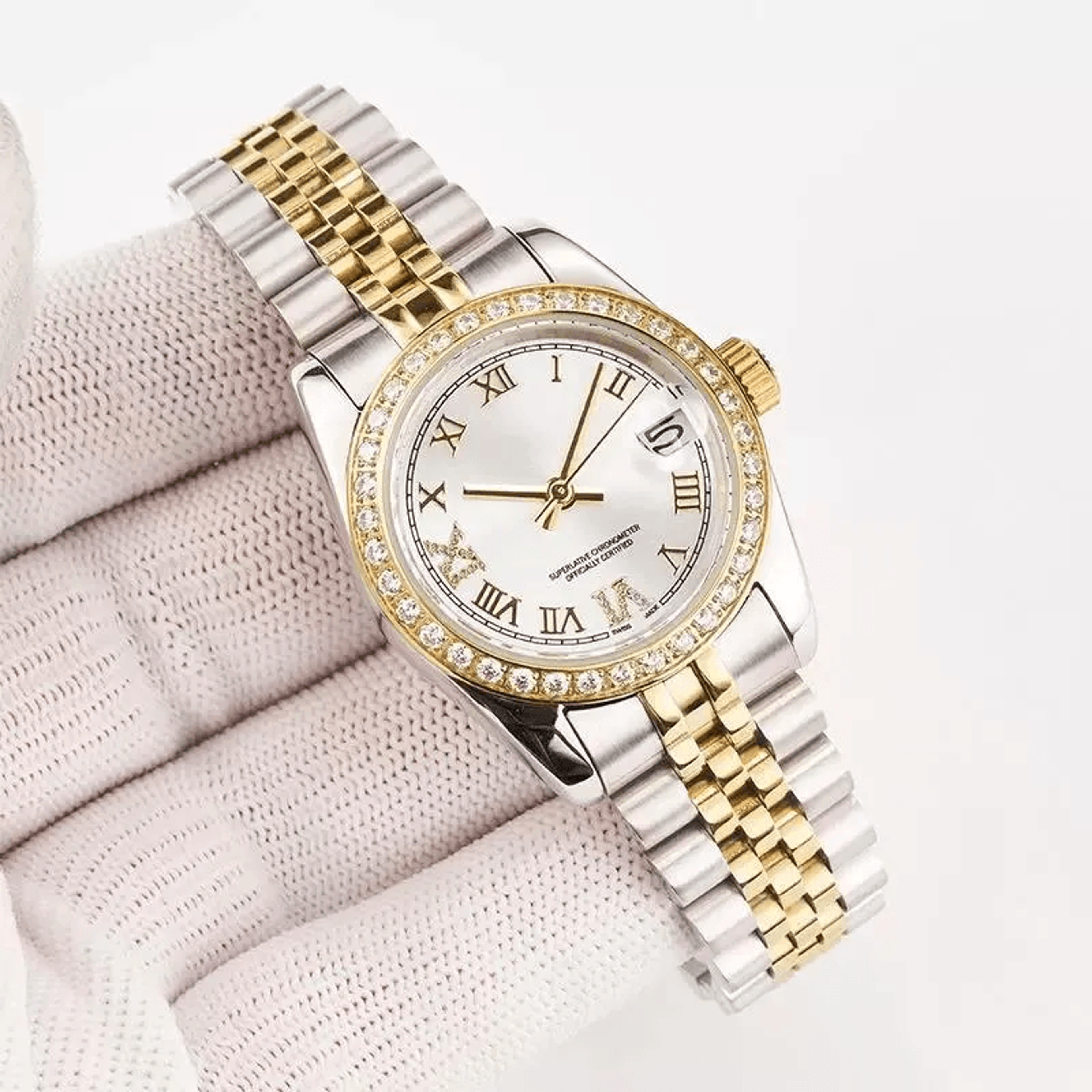 Luxury Womens Automatic Mechanical Watch Sapphire Crystal Stainless Steel Diamond Accent 1