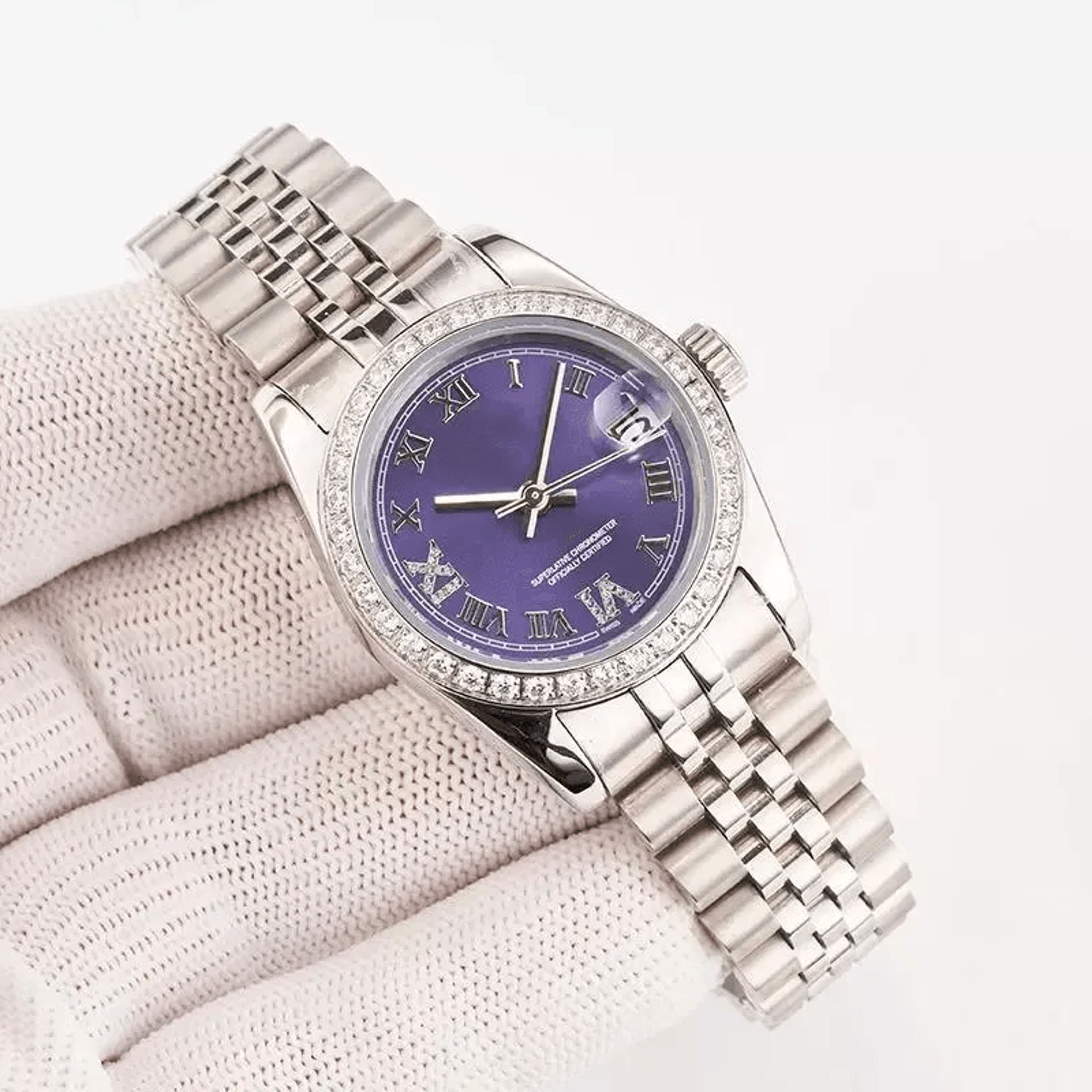 Luxury Womens Automatic Mechanical Watch Sapphire Crystal Stainless Steel Diamond Accent 0