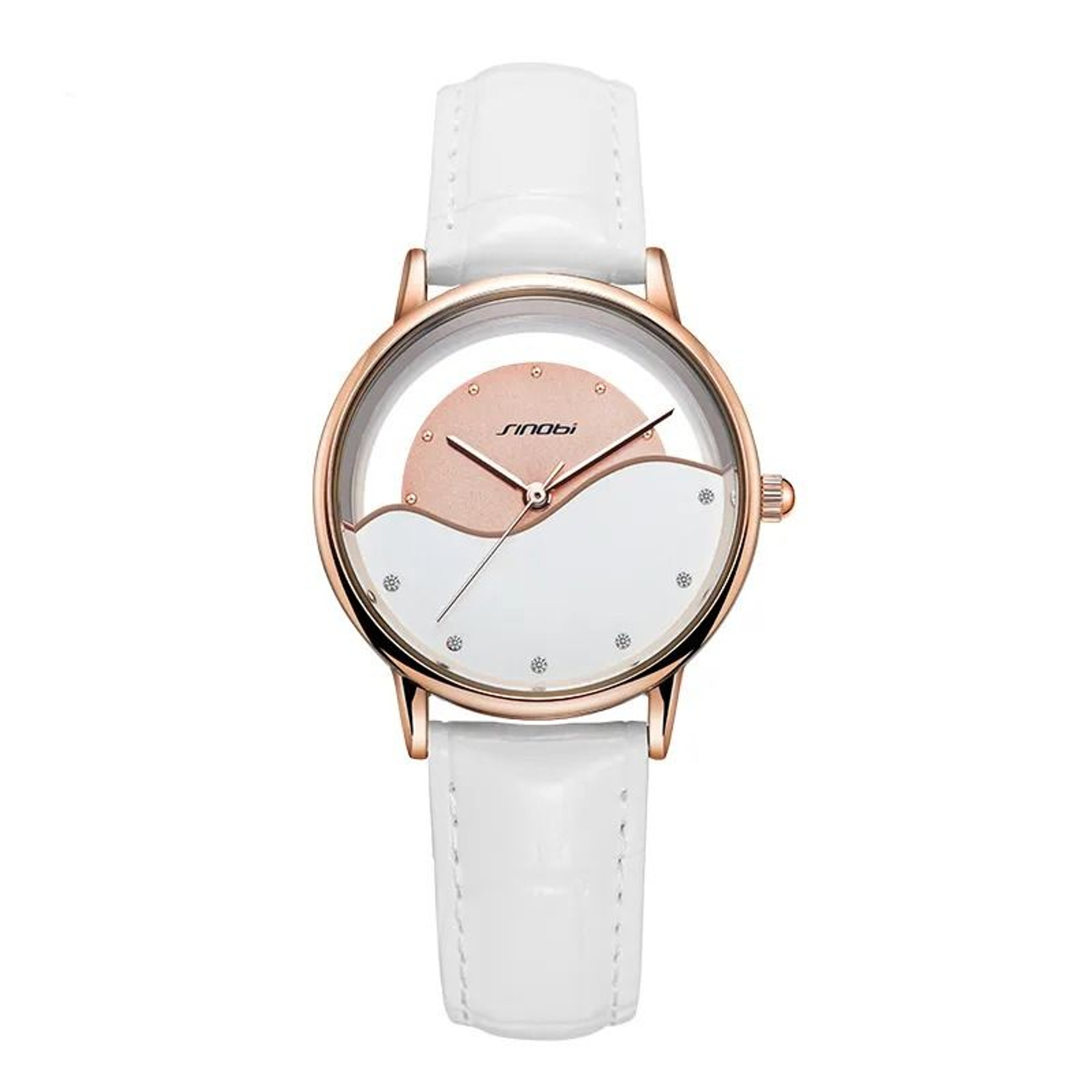 Women Genuine Leather Waterproof Fashion Watch With Solid Steel Band 1