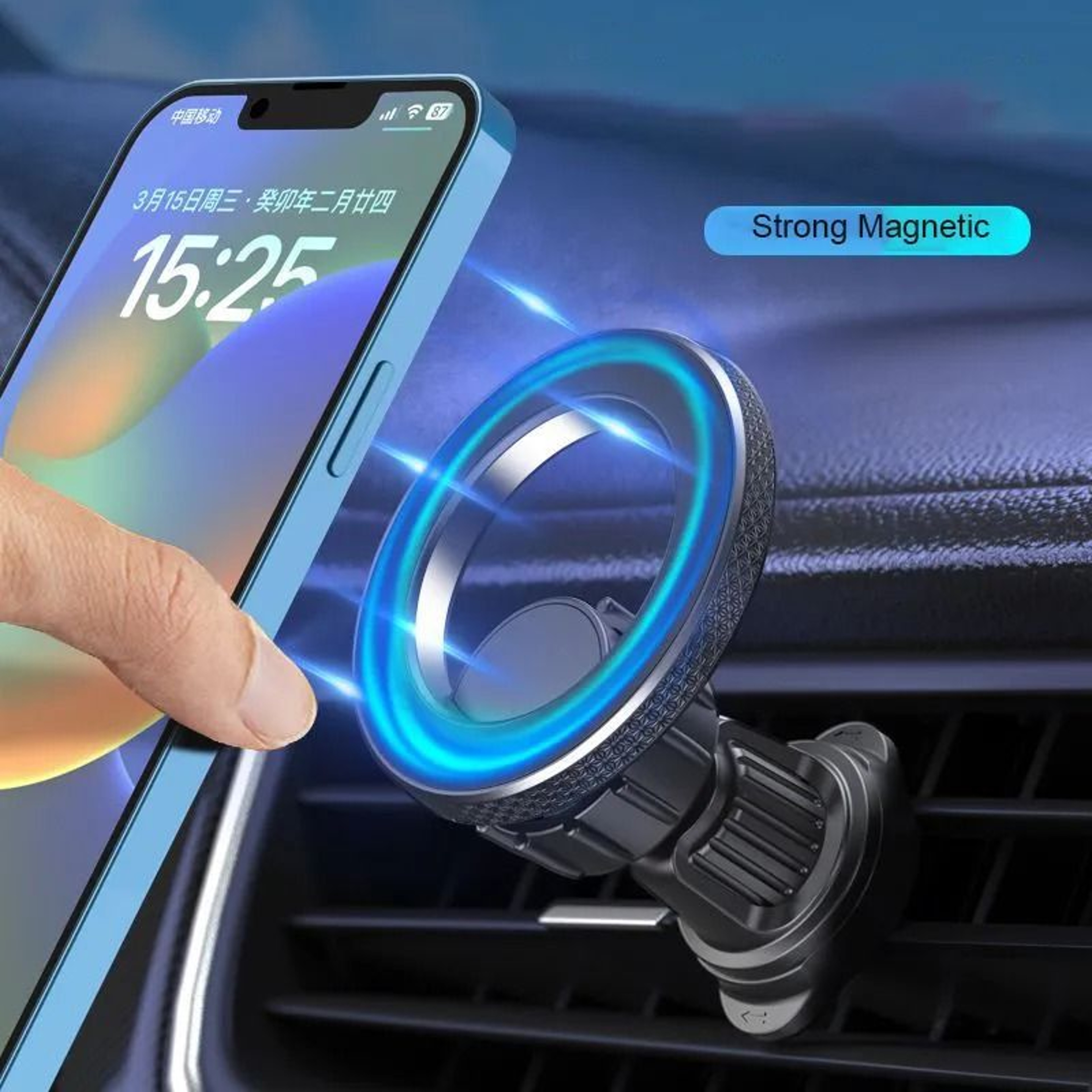 Magnetic Car Phone Holder Stable Car Vent Phone Mount With One Hand Operation 2