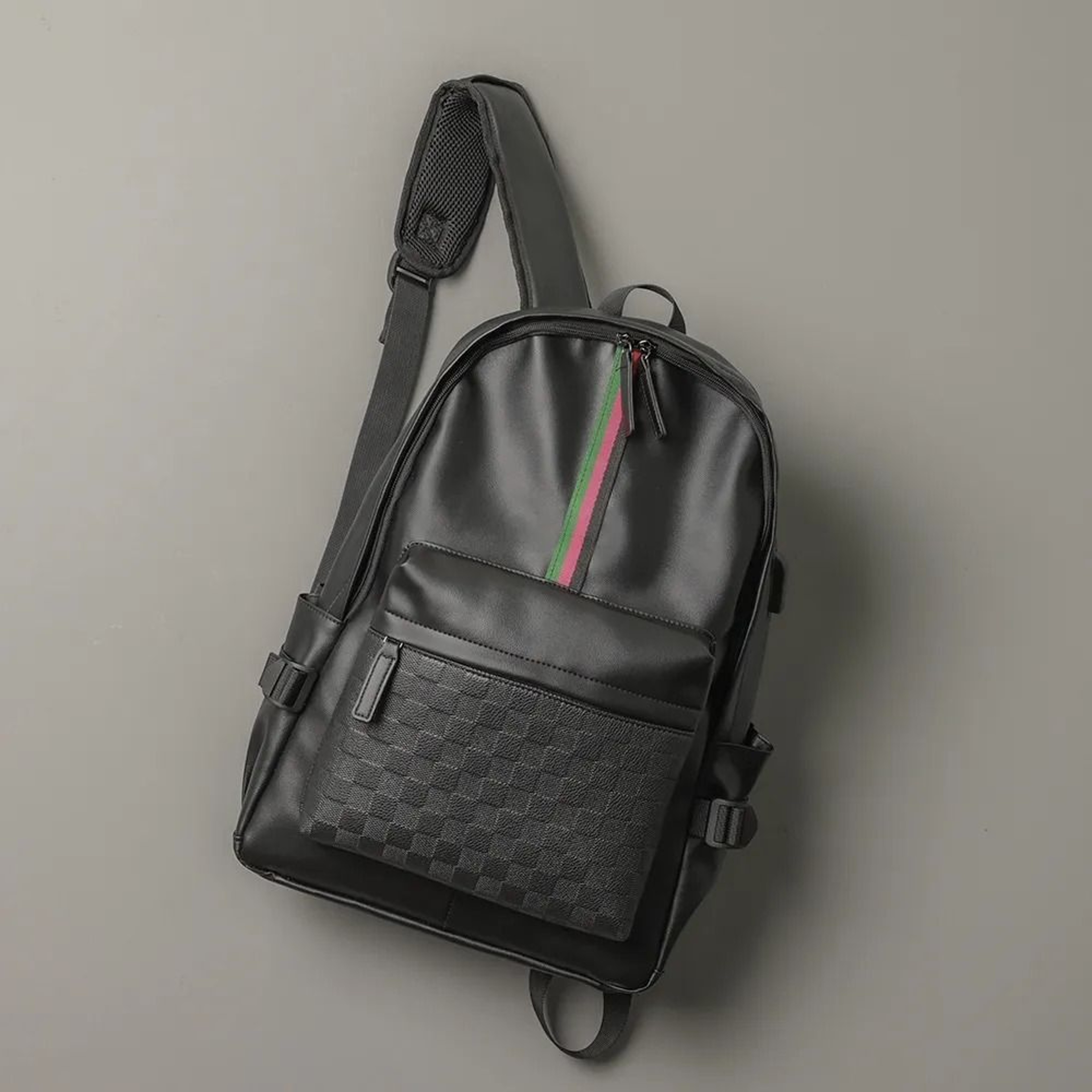 Men Leather Backpack Fashion School Commuter Bag 0