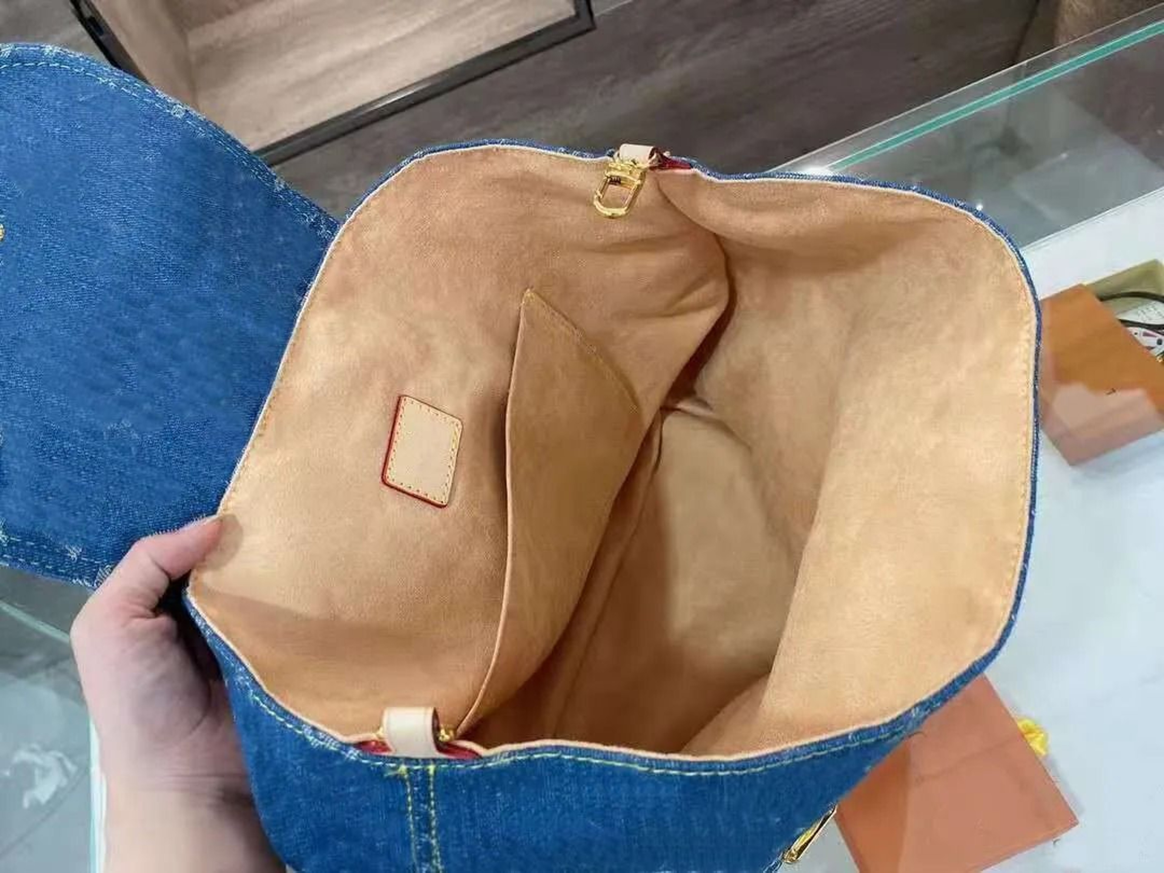 Printed Denim Canvas Backpack For Women School Travel 3