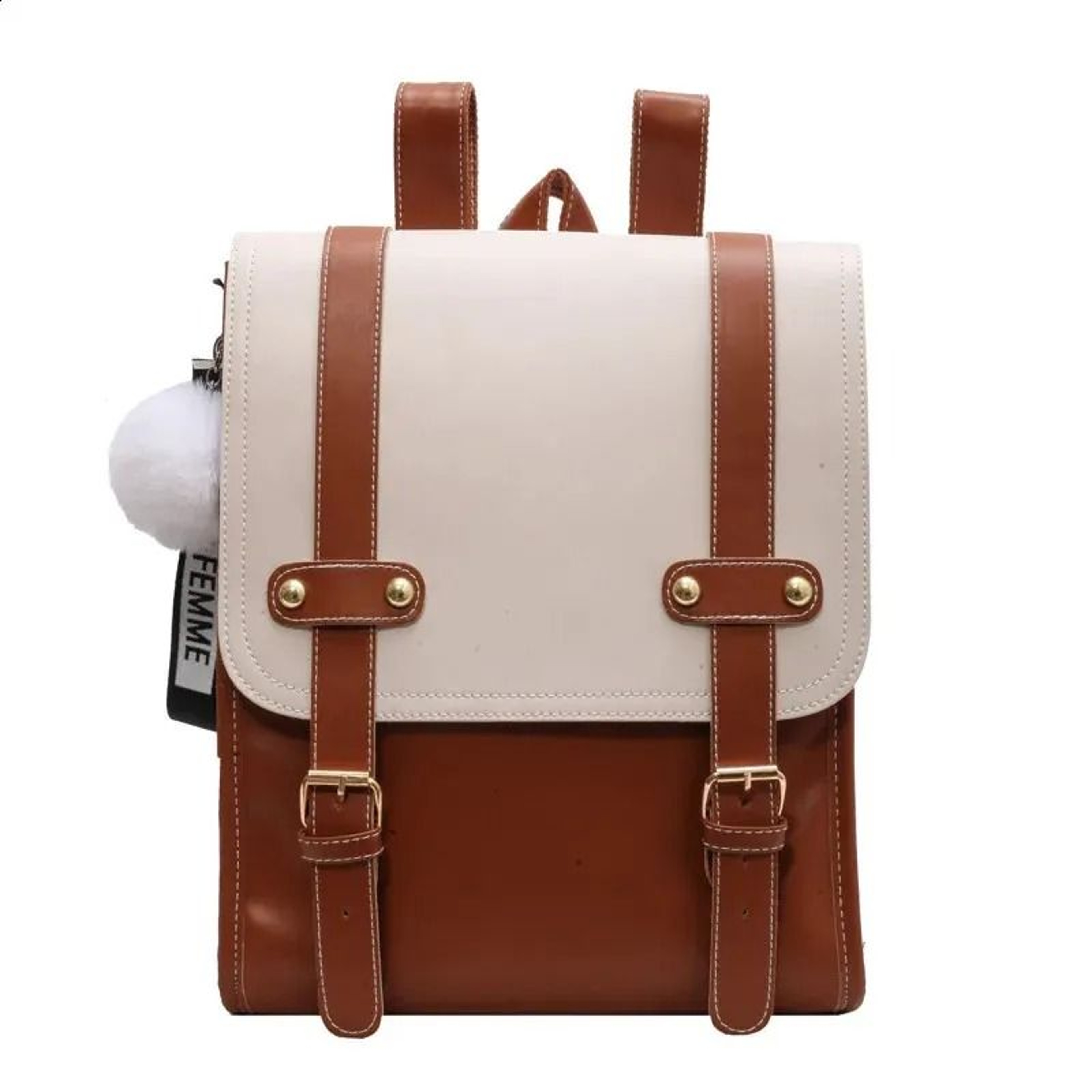 Uniform Style PU Leather School Backpack For Women College Laptop Bag 1