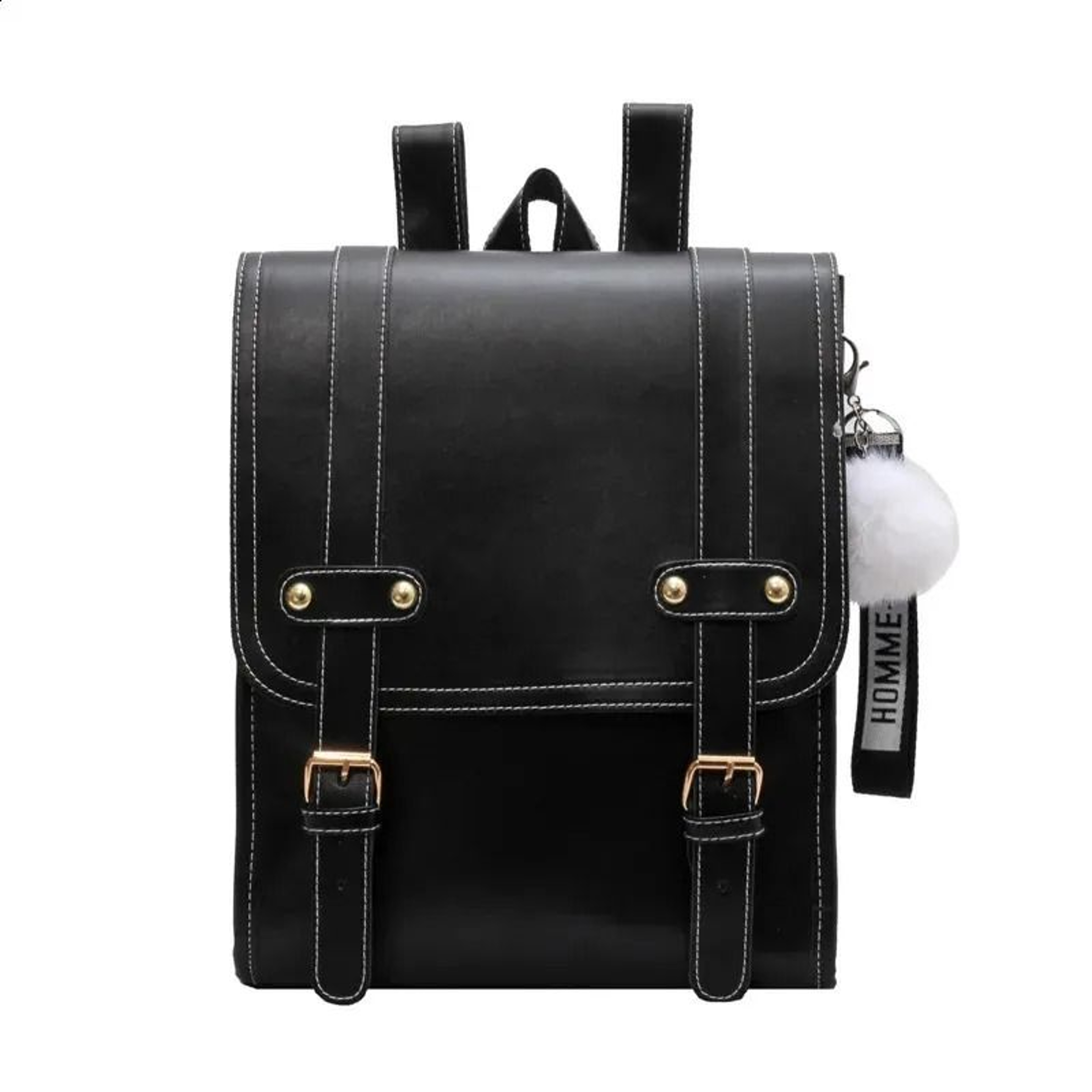 Uniform Style PU Leather School Backpack For Women College Laptop Bag 0