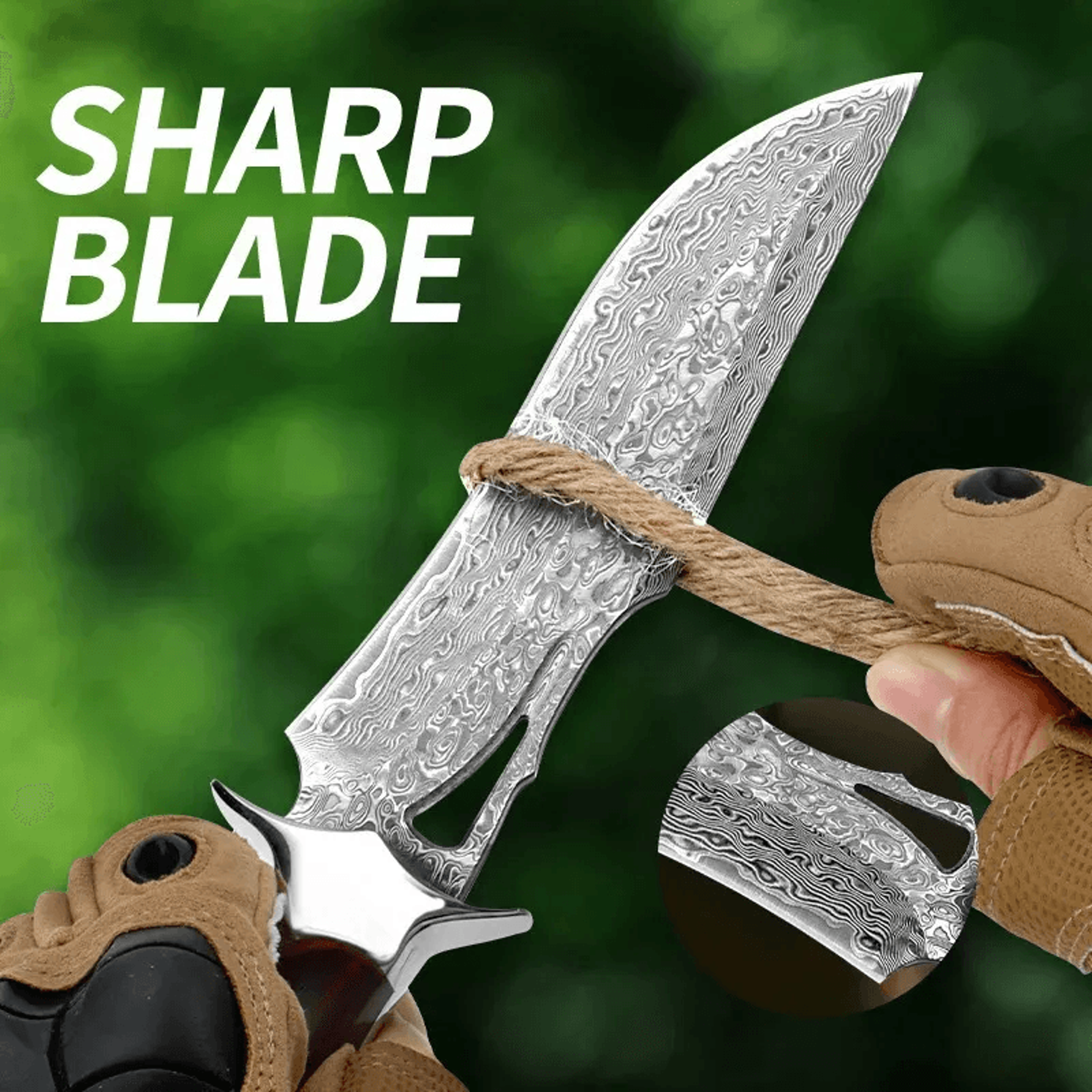 Butcher Knife With Leather Handle And Sheath 1