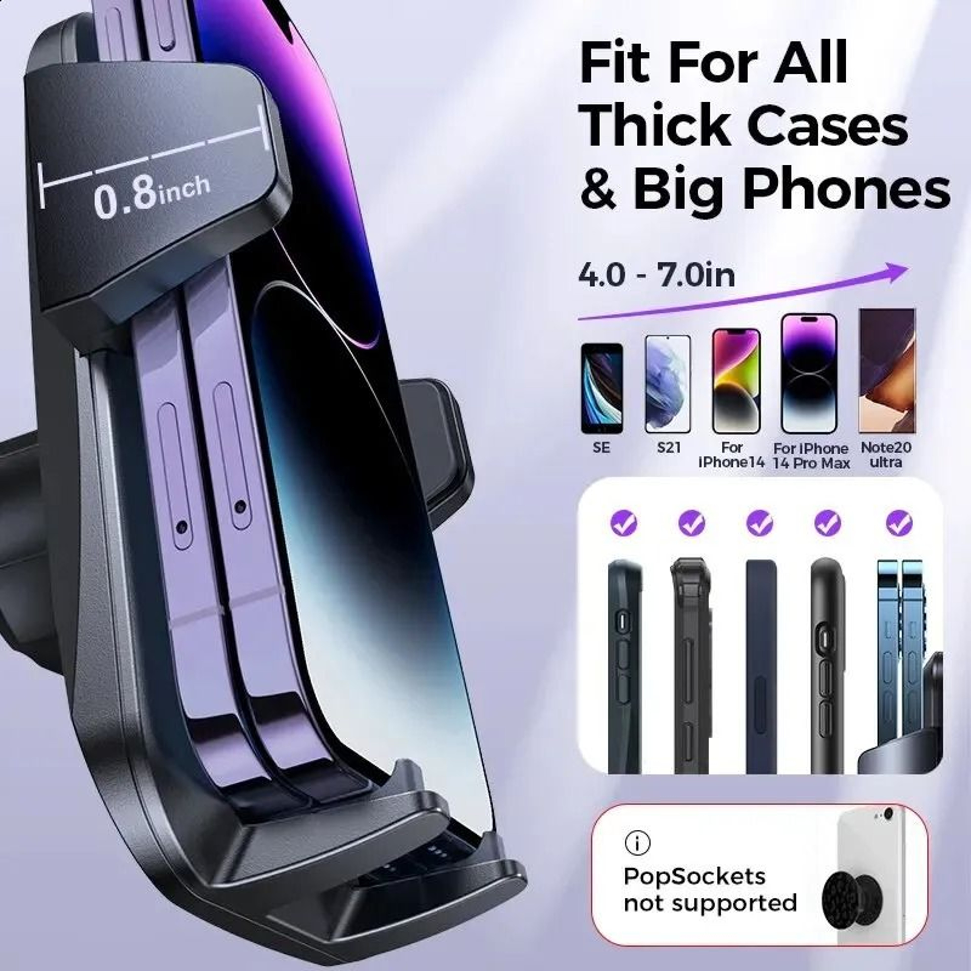 Tollefe Car Phone Holder Air Vent Mount For Thick Cases 2