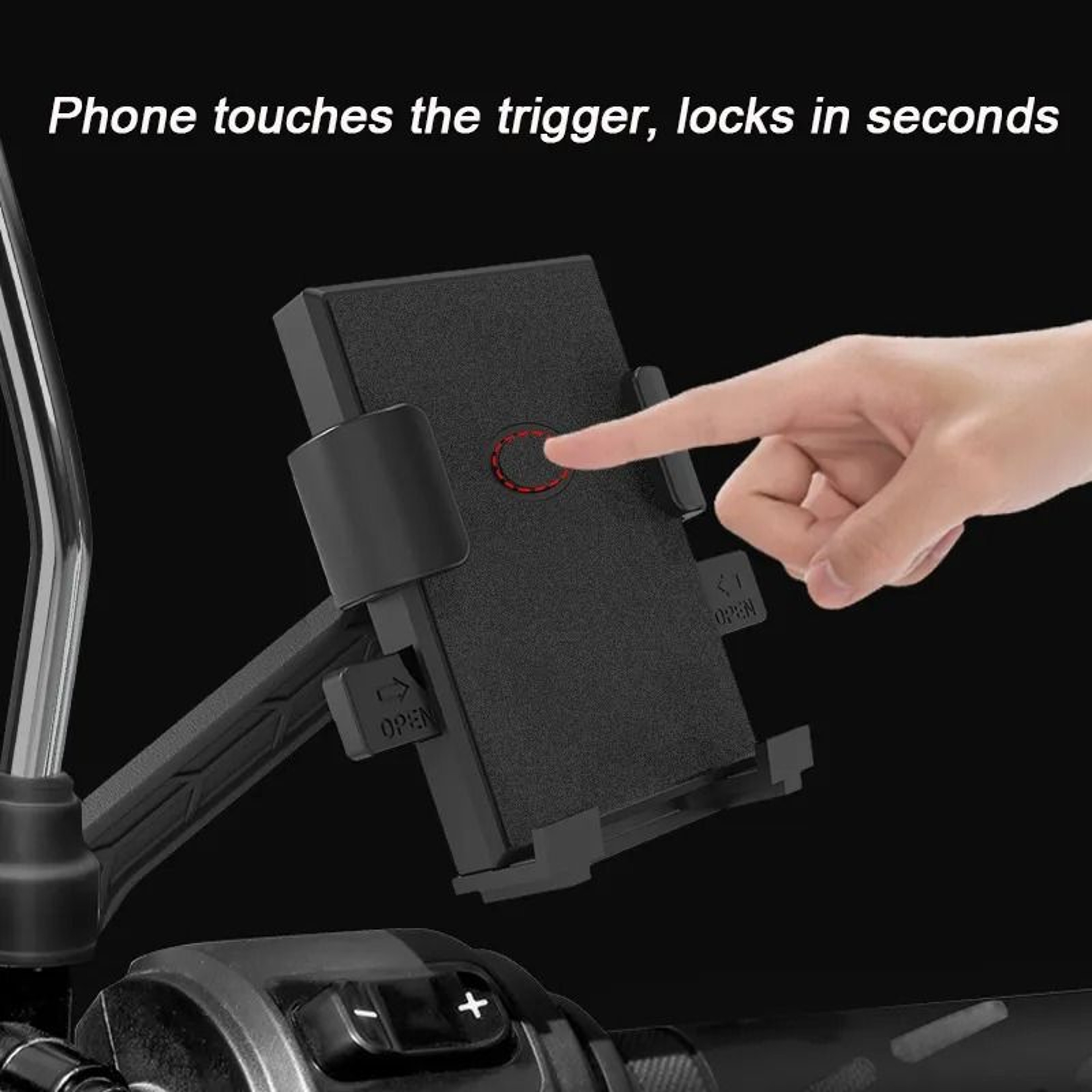 One Click Lock Motorcycle Phone Mount Rotatable Bike Phone Holder For Scooter And E Bike 3