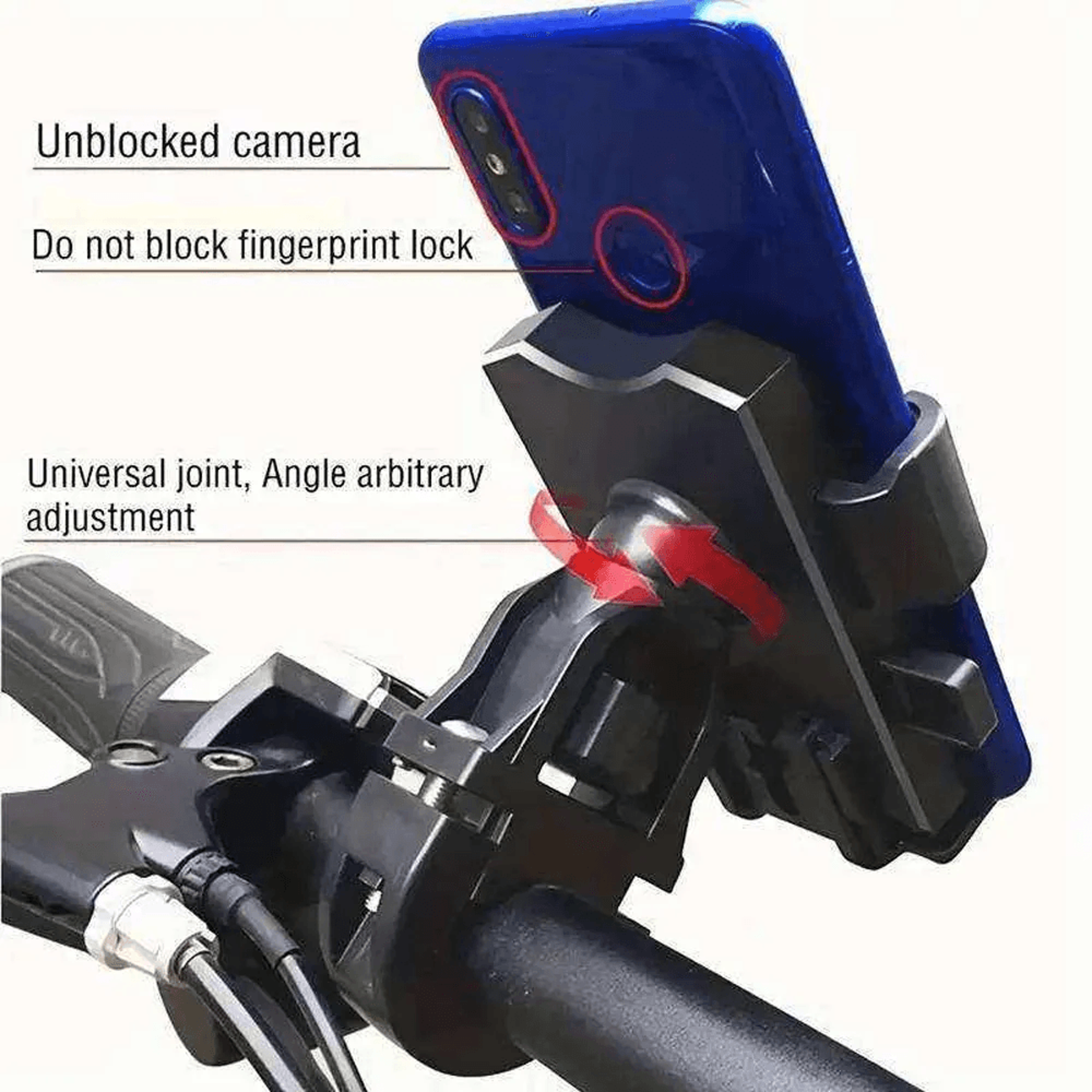 One Click Lock Motorcycle Phone Mount Rotatable Bike Phone Holder For Scooter And E Bike 4