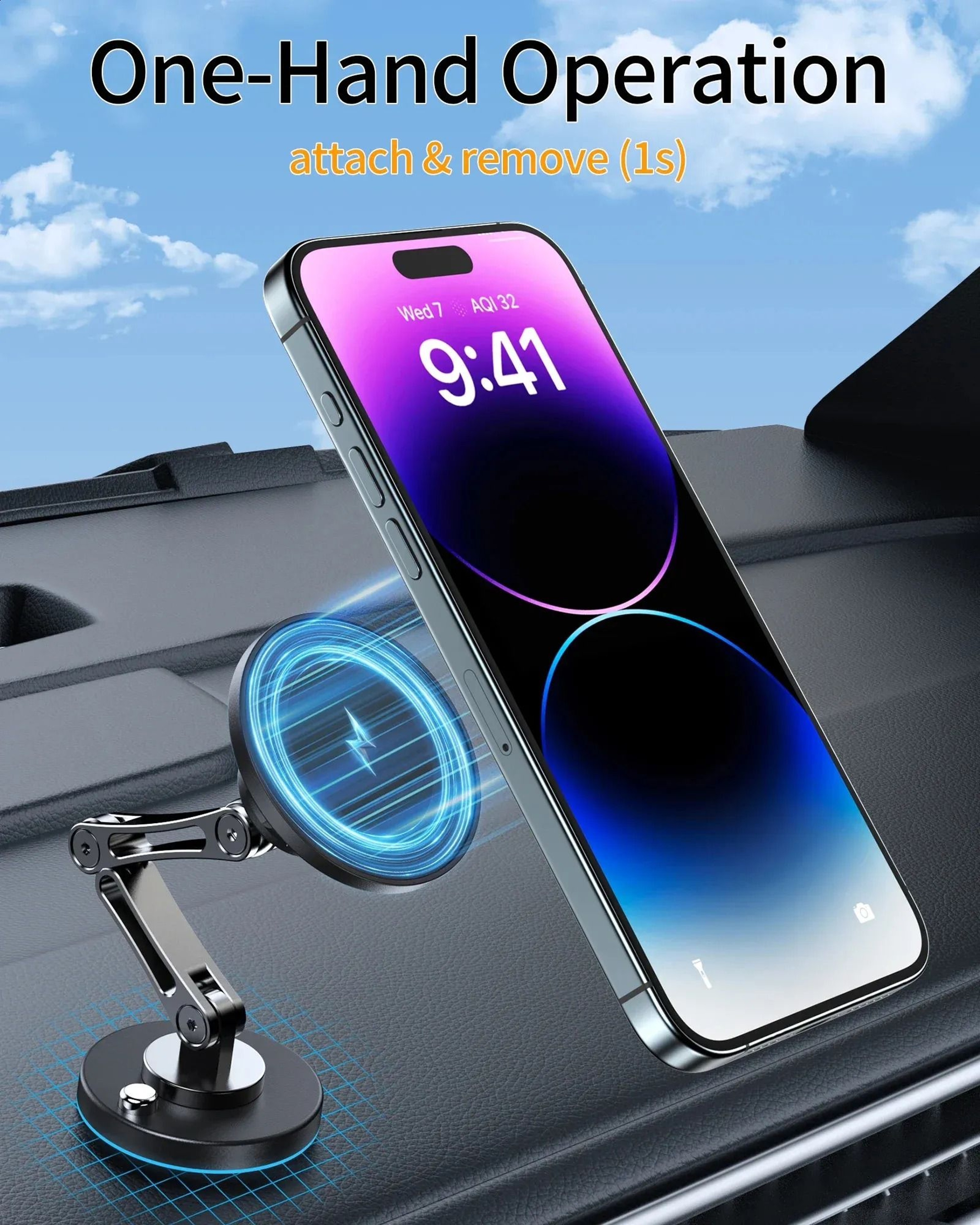 Magnetic Car Phone Holder Wireless Charger For IPhone 4