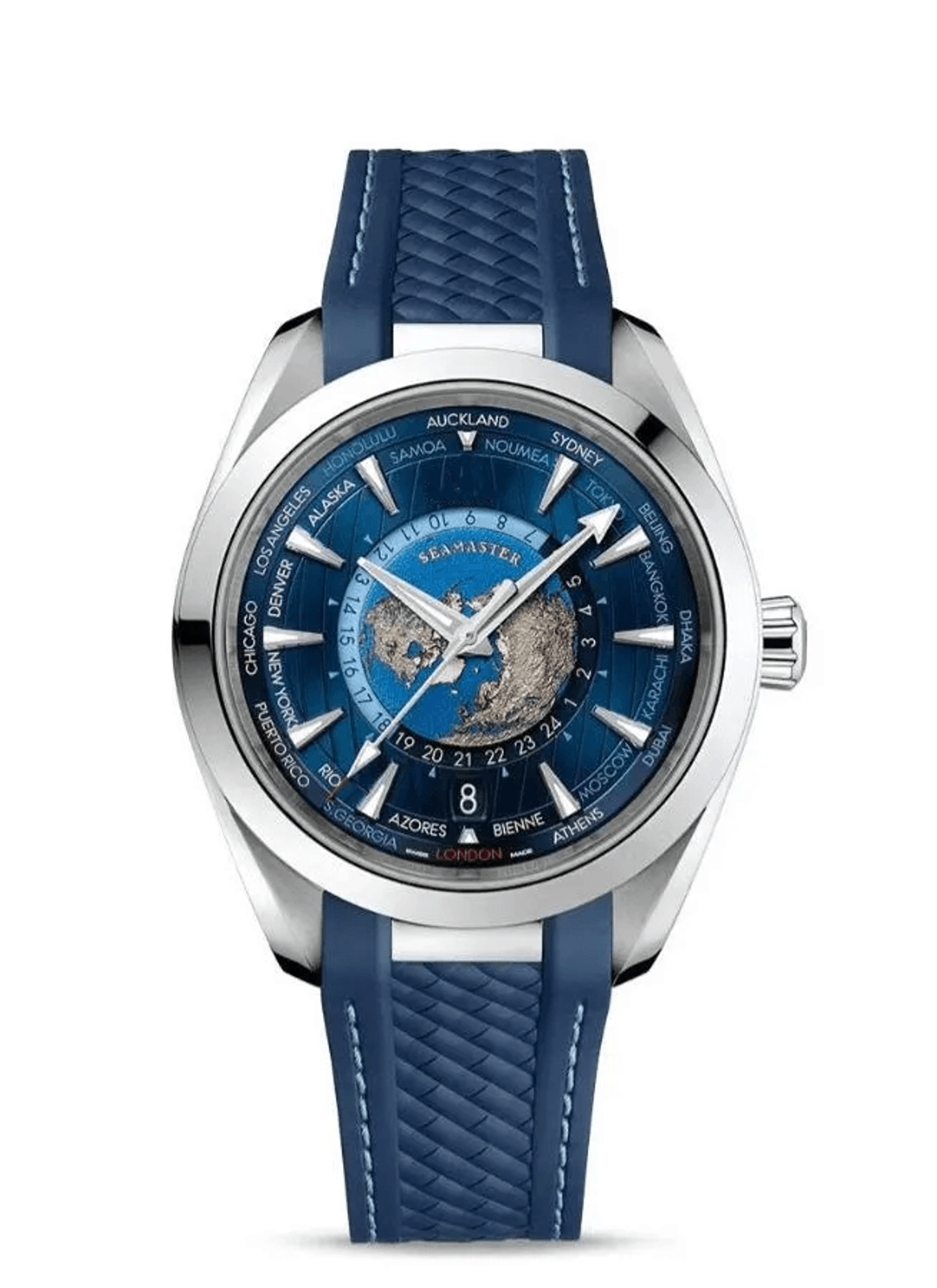 Mens Stainless Steel Quartz Watch Sapphire Glass Six Hand Dial Seamaster Style 3