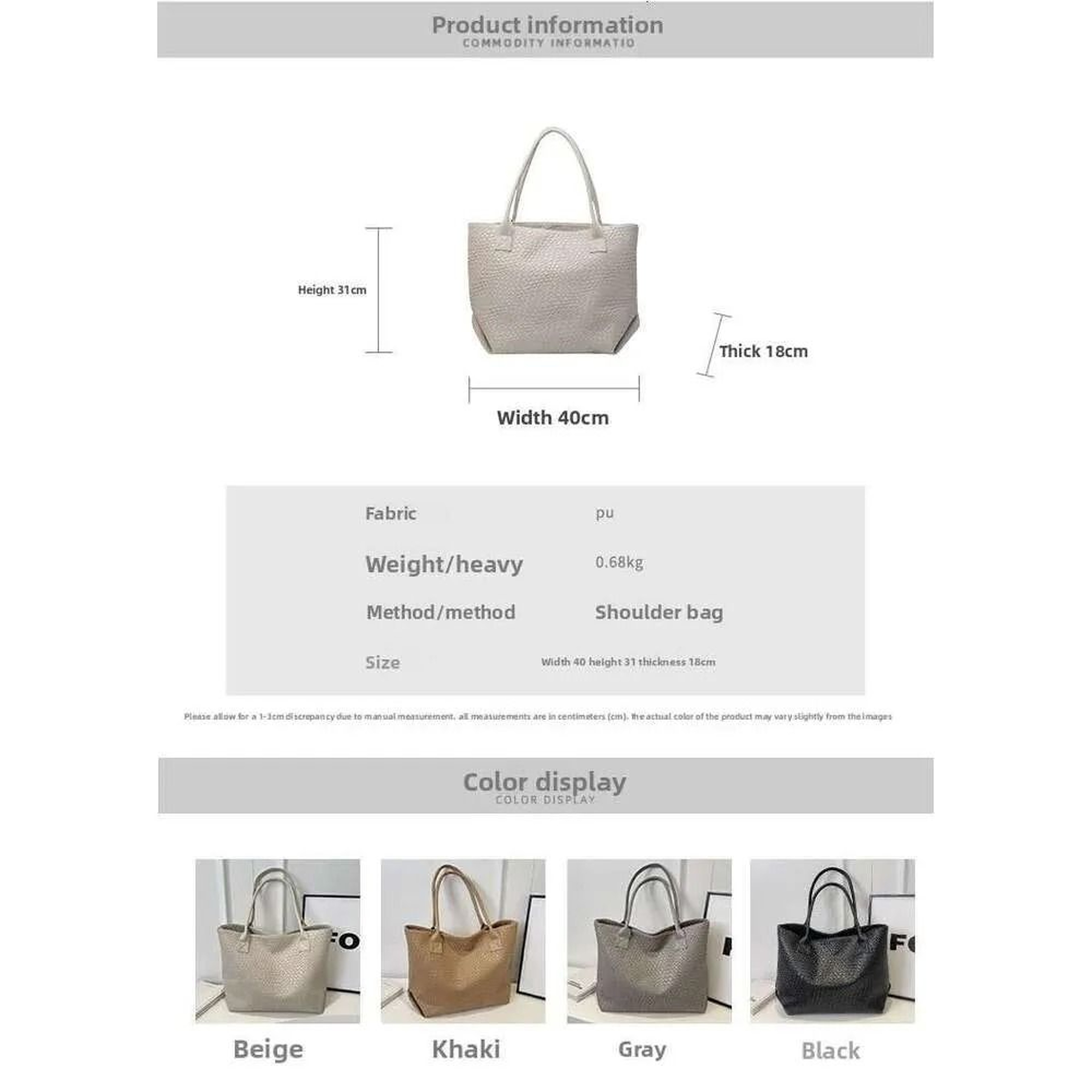 Handmade Woven PU Leather Tote Bag Large Capacity Shoulder Bag For Work Travel Daily Use 4