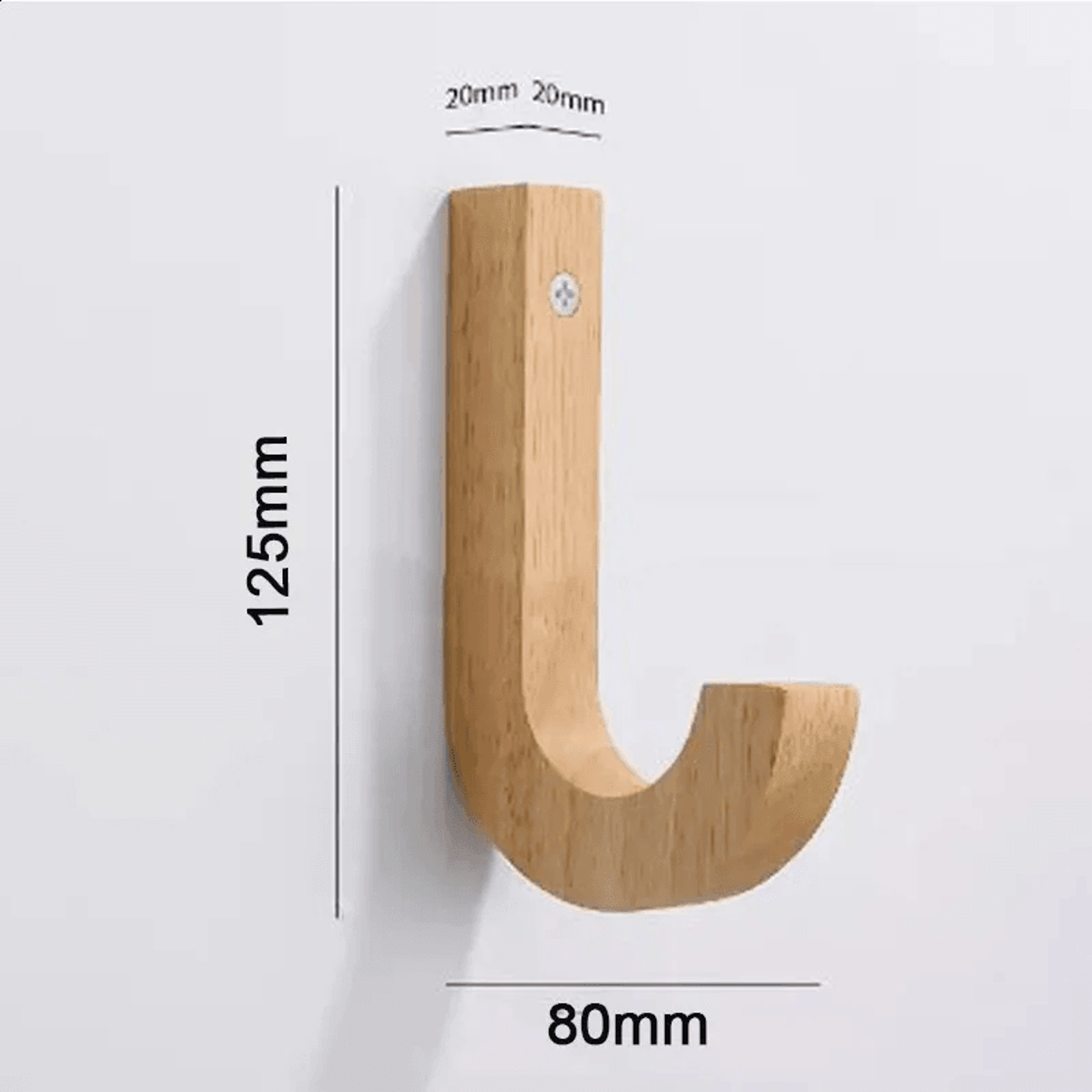 Wood J Shaped Wall Hook Rack For Keys Coats Bags Towels 3